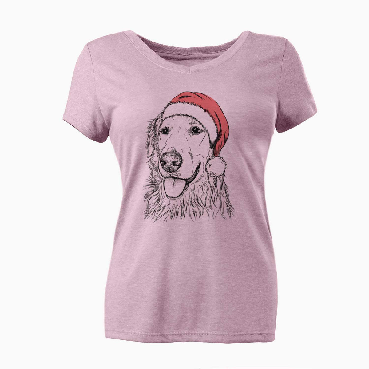 Santa Hopper the Golden Retriever - Women's V-neck Shirt