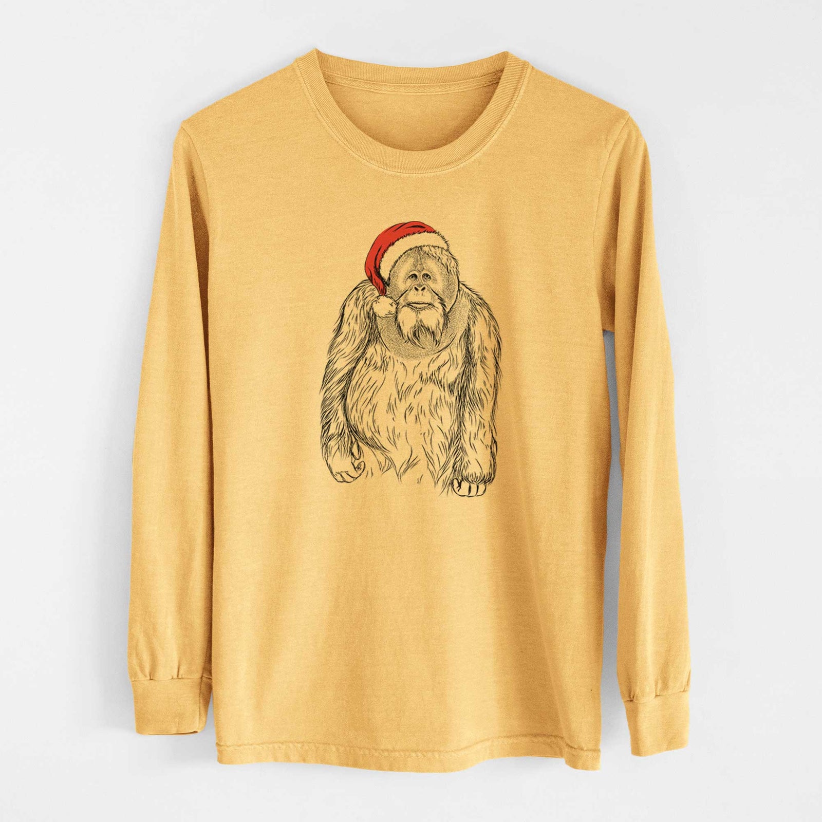 Santa Horace the Male Orangutan - Heavyweight 100% Cotton Long Sleeve