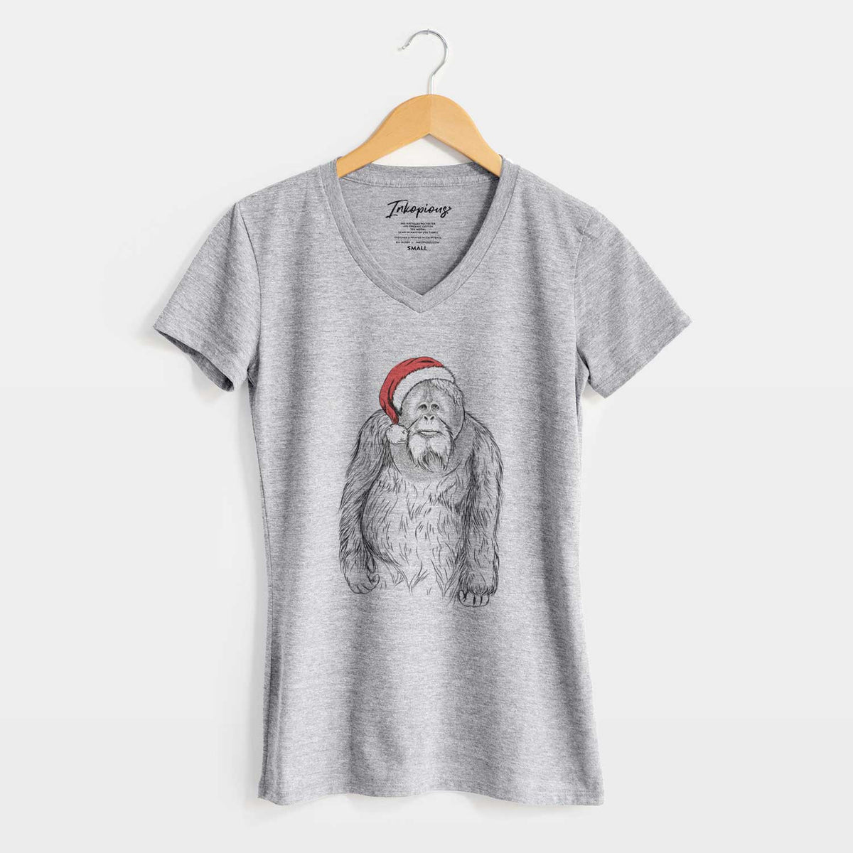 Santa Horace the Male Orangutan - Women's V-neck Shirt