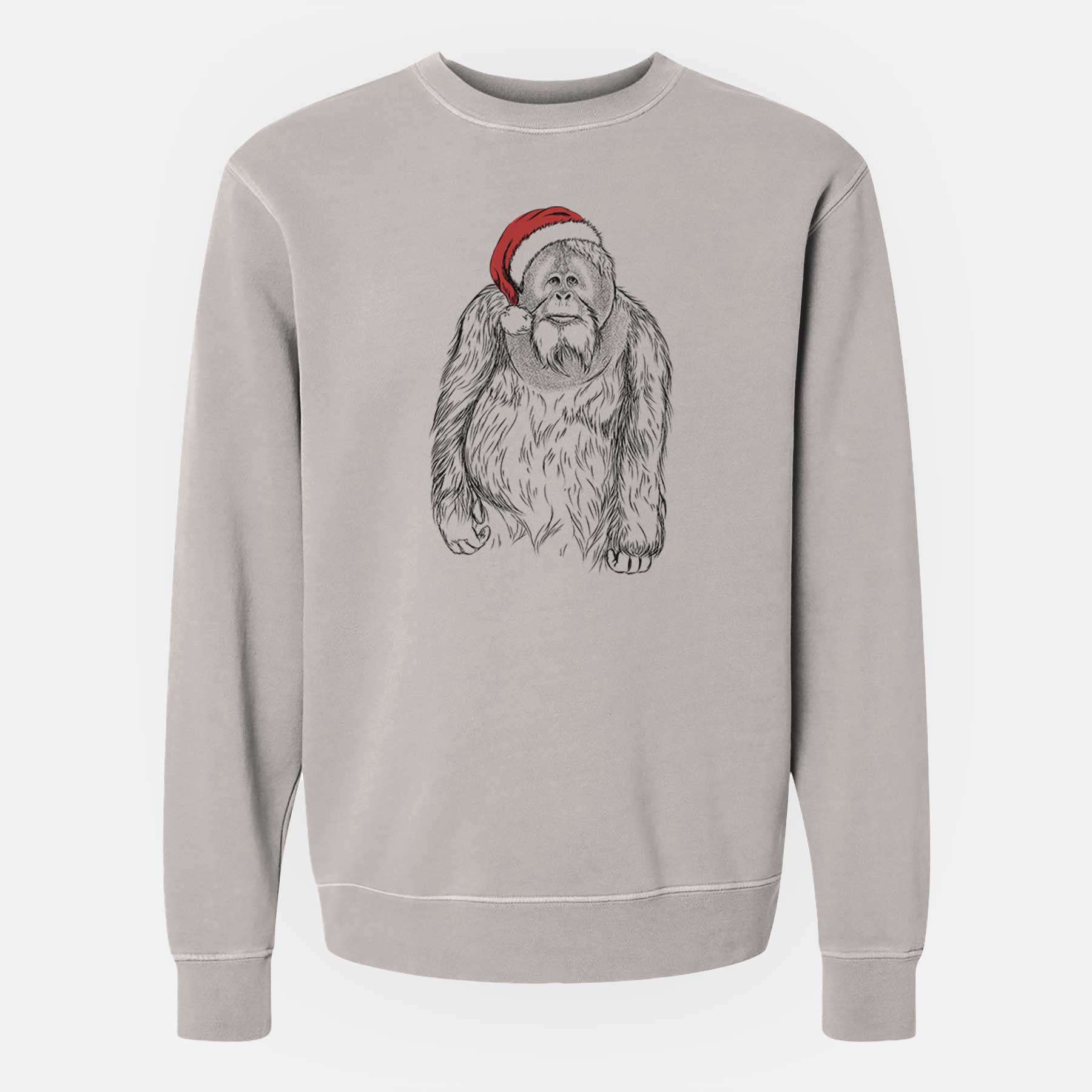 Santa Horace the Male Orangutan - Unisex Pigment Dyed Crew Sweatshirt