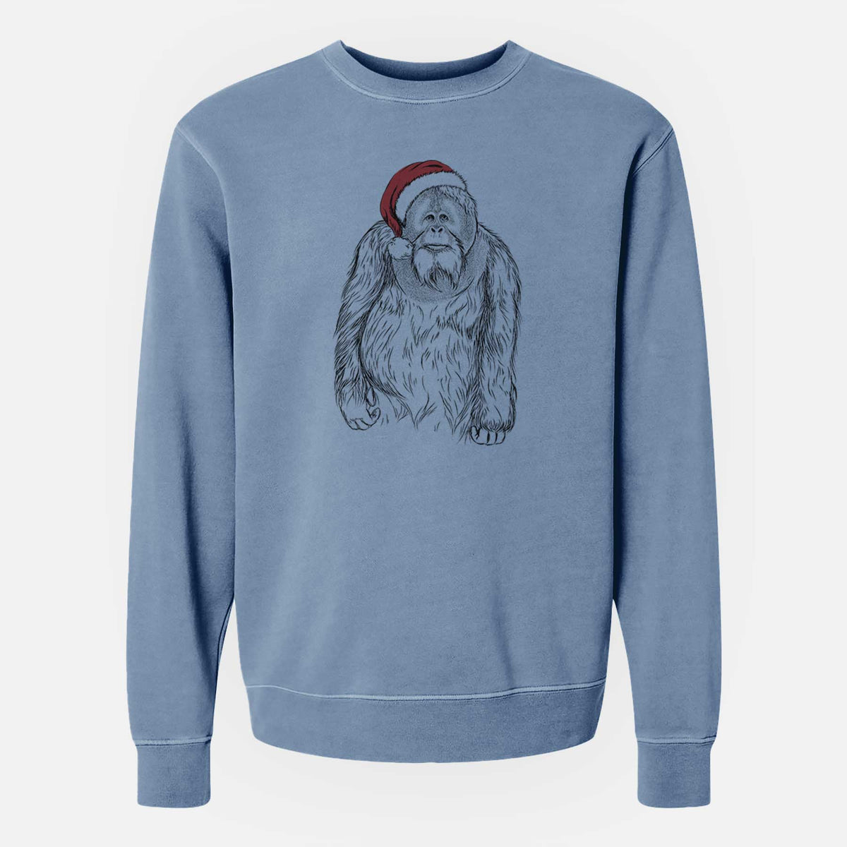 Santa Horace the Male Orangutan - Unisex Pigment Dyed Crew Sweatshirt