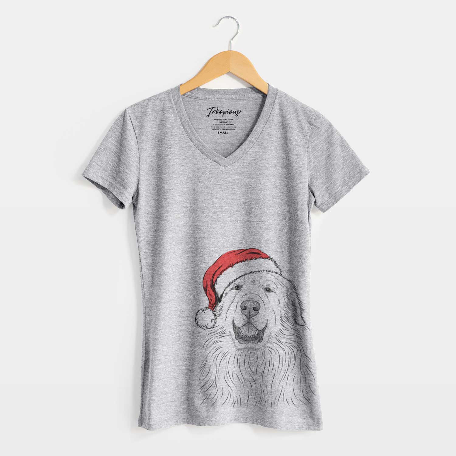Santa Horton the Great Pyrenees - Women's V-neck Shirt
