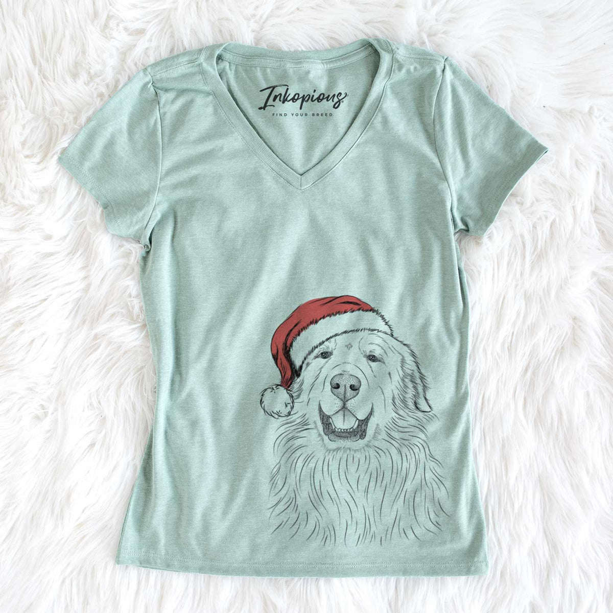 Santa Horton the Great Pyrenees - Women's V-neck Shirt