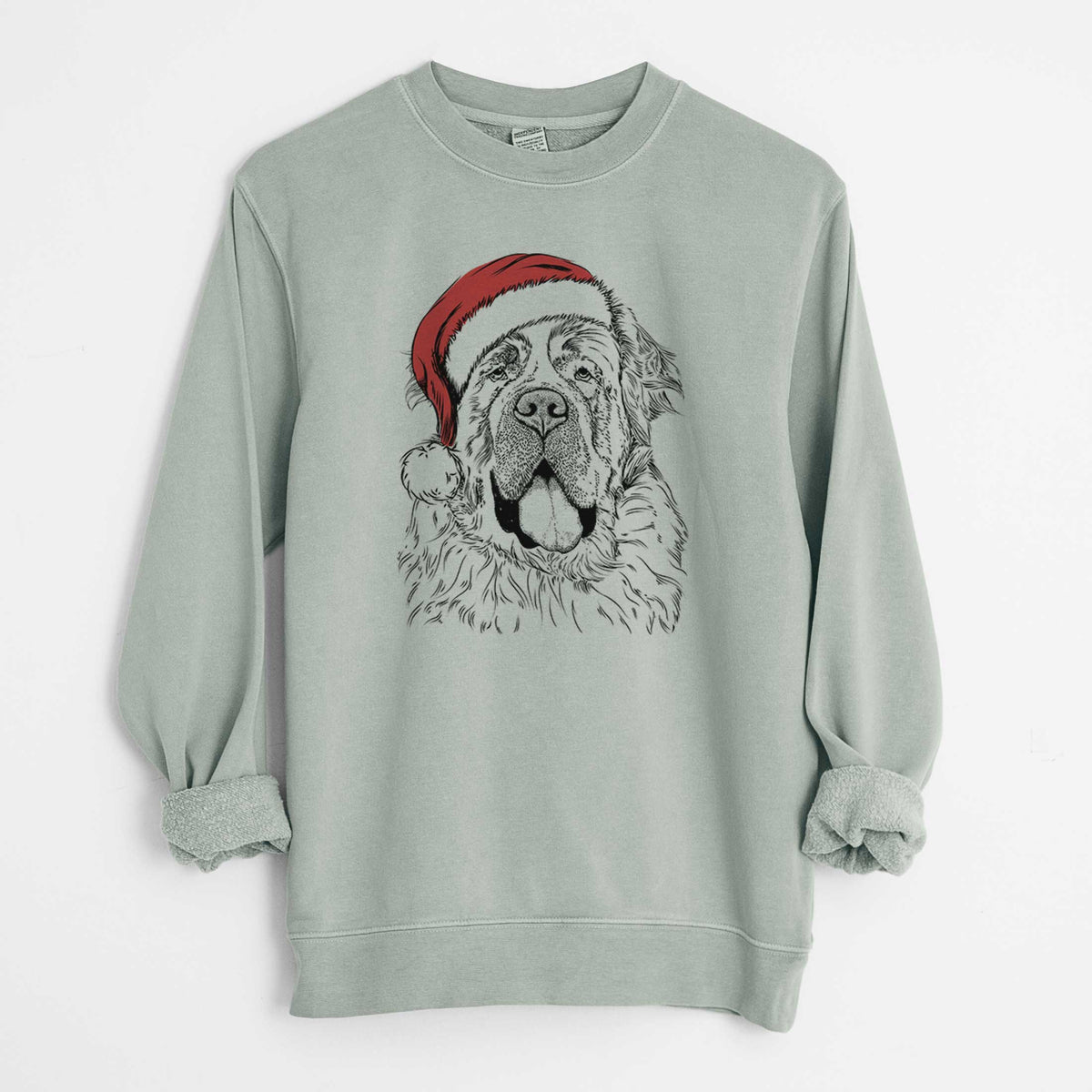 Santa Hoss the Saint Bernard - Unisex Pigment Dyed Crew Sweatshirt
