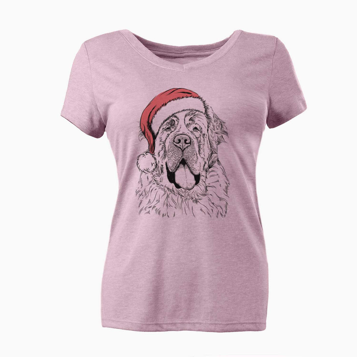 Santa Hoss the Saint Bernard - Women's V-neck Shirt