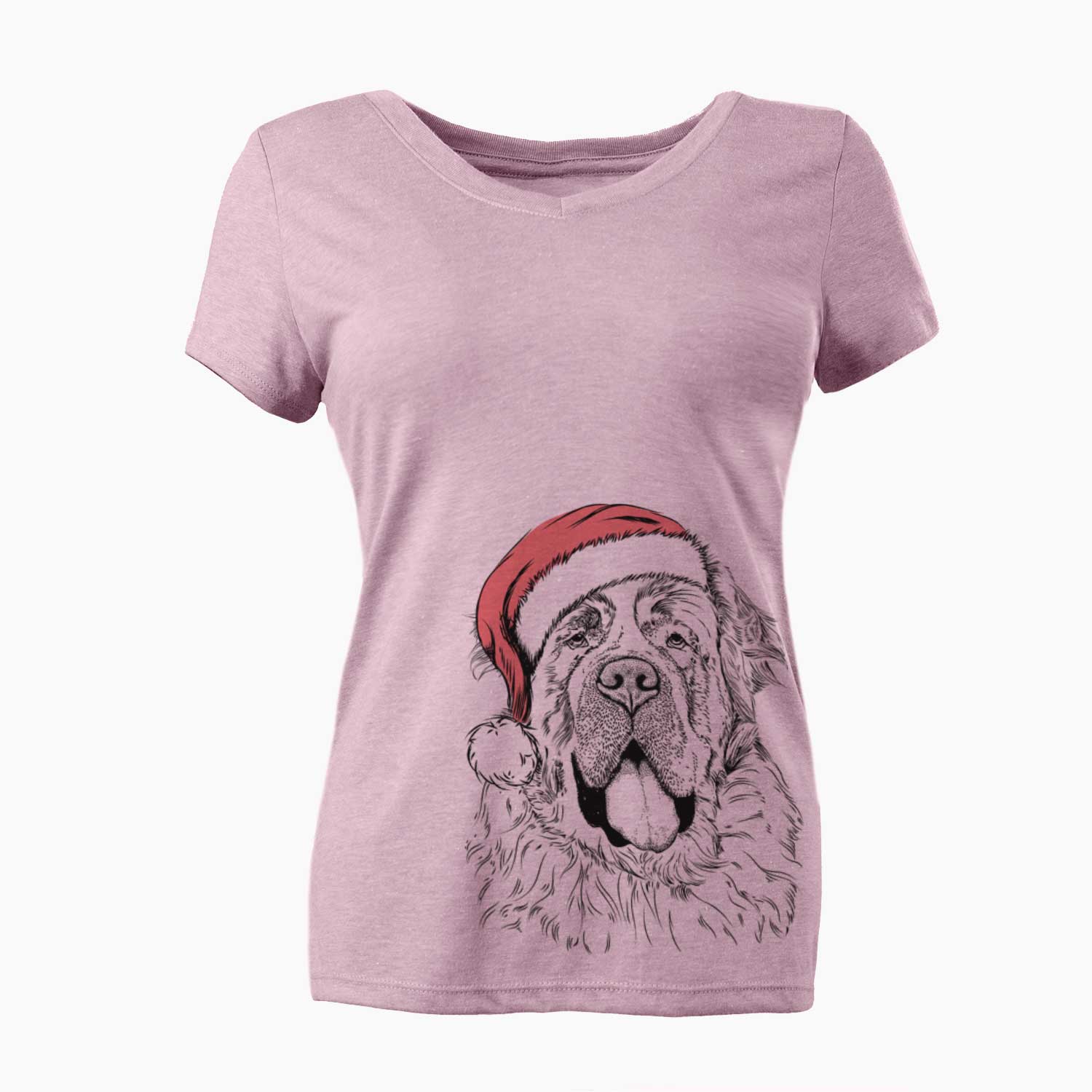 Santa Hoss the Saint Bernard - Women's V-neck Shirt