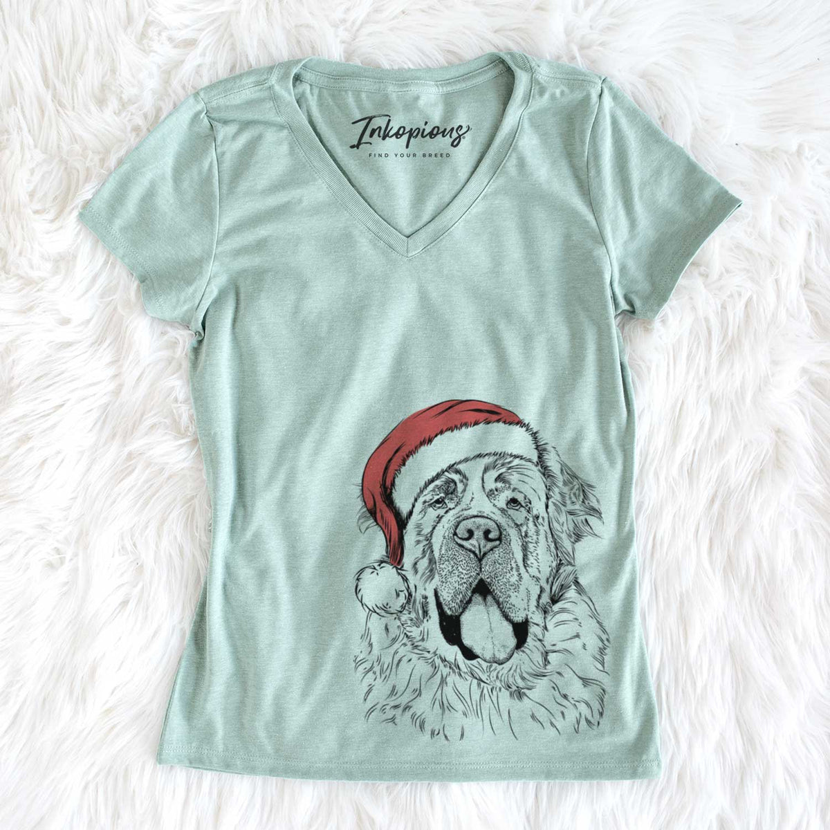 Santa Hoss the Saint Bernard - Women&#39;s V-neck Shirt