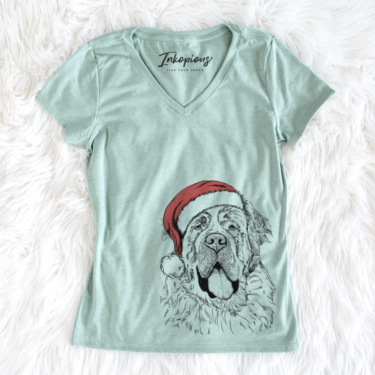 Santa Hoss the Saint Bernard - Women's V-neck Shirt