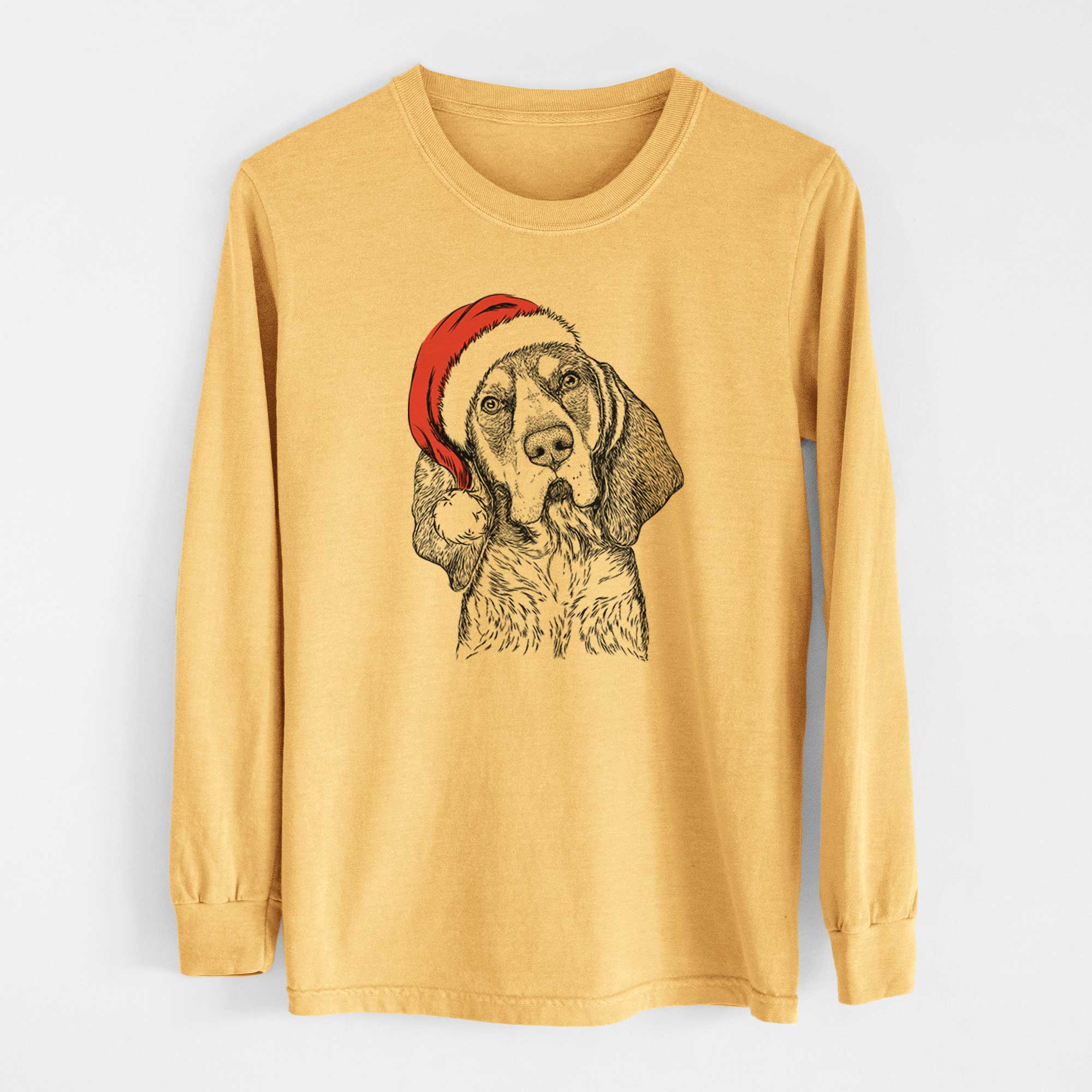 Santa Huck the Bluetick Coonhound - Heavyweight 100% Cotton Long Sleeve