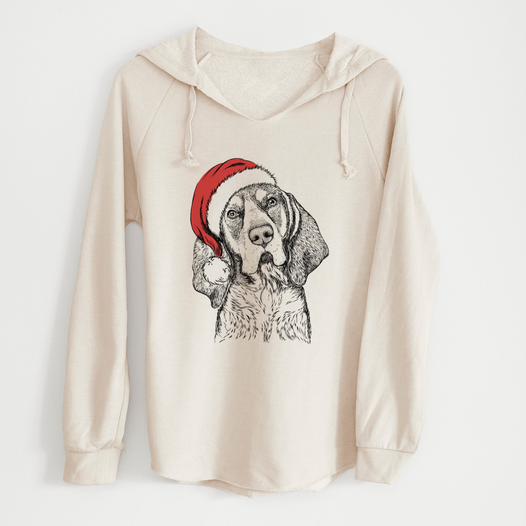 Santa Huck the Bluetick Coonhound - Cali Wave Hooded Sweatshirt