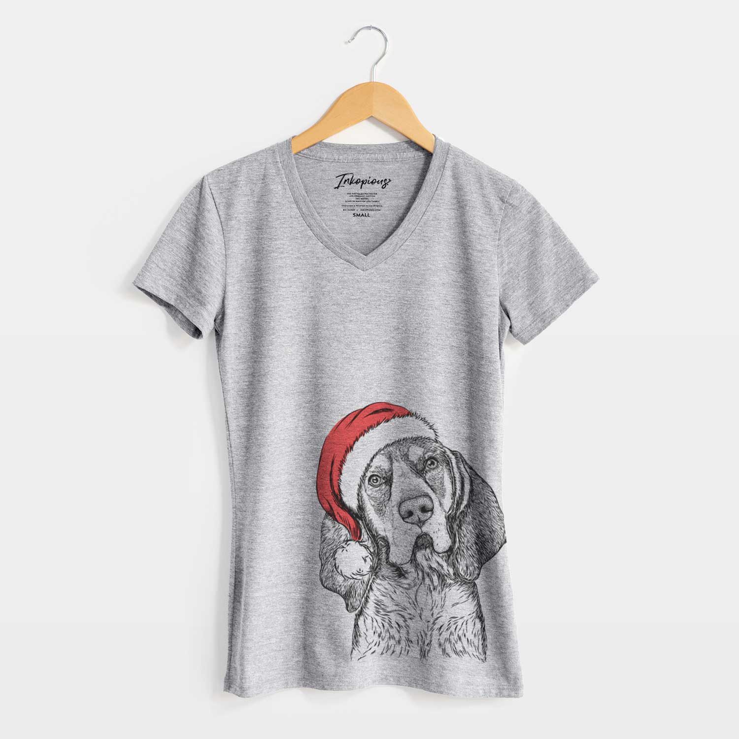 Santa Huck the Bluetick Coonhound - Women's V-neck Shirt