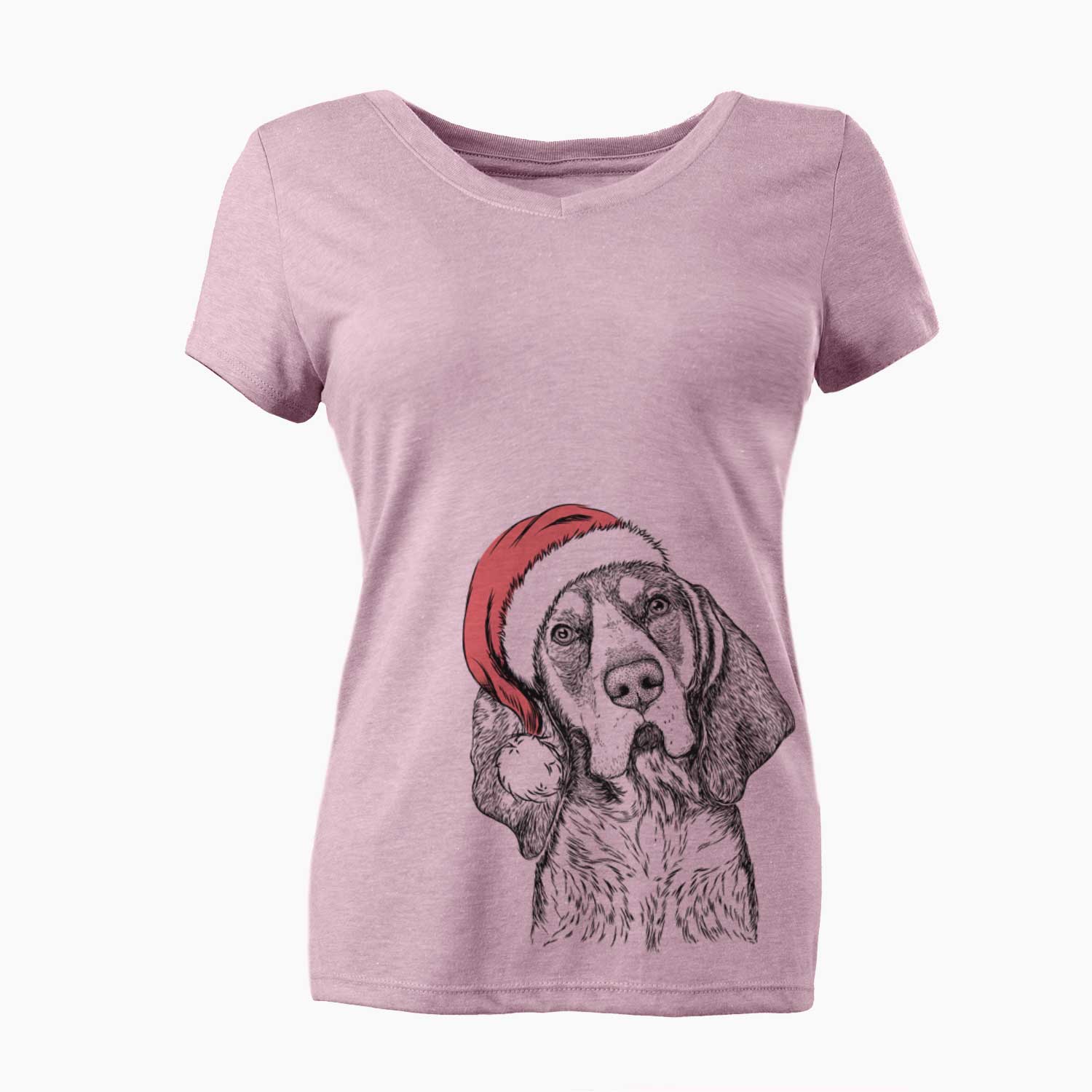 Santa Huck the Bluetick Coonhound - Women's V-neck Shirt