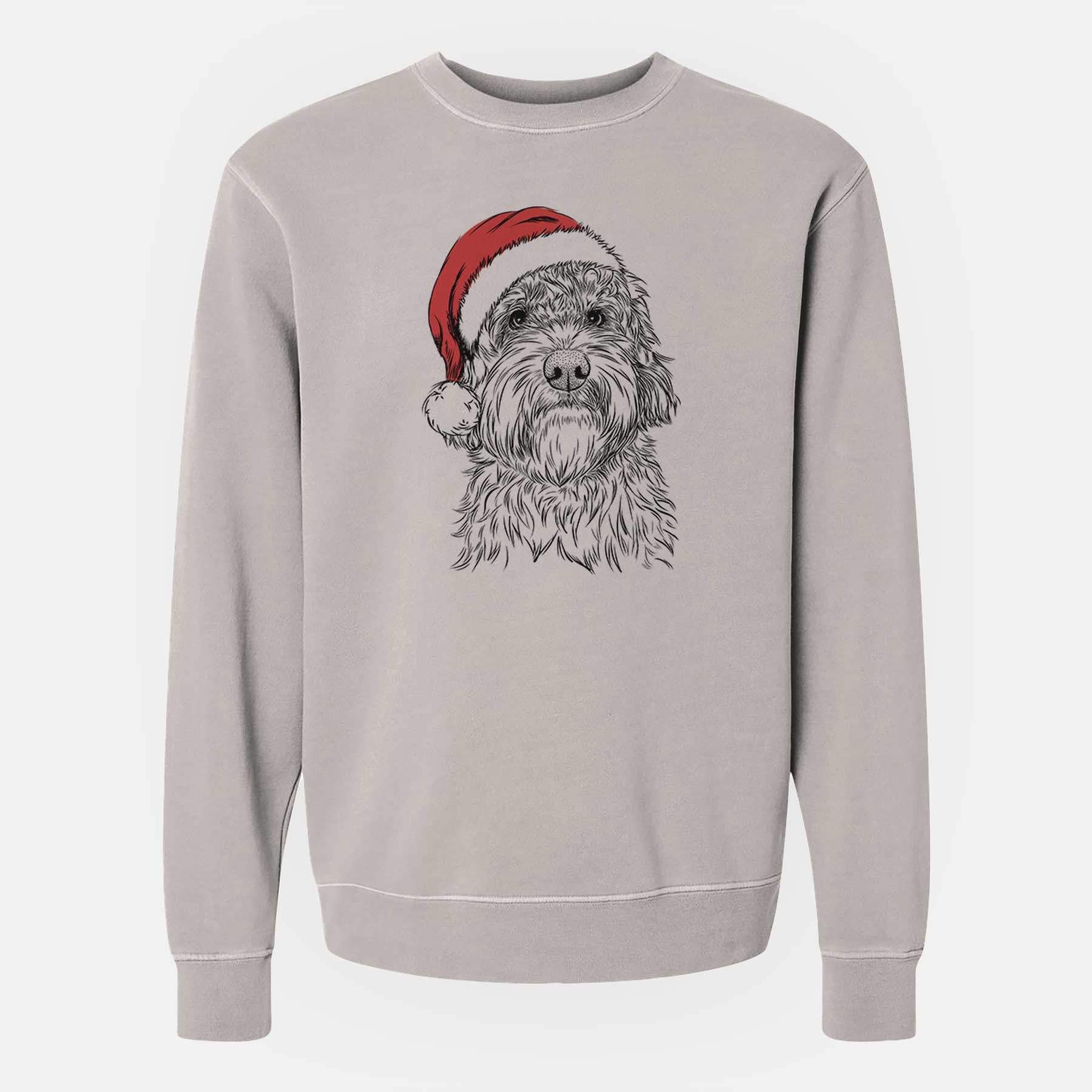 Santa Huckleberry the Australian Labradoodle - Unisex Pigment Dyed Crew Sweatshirt