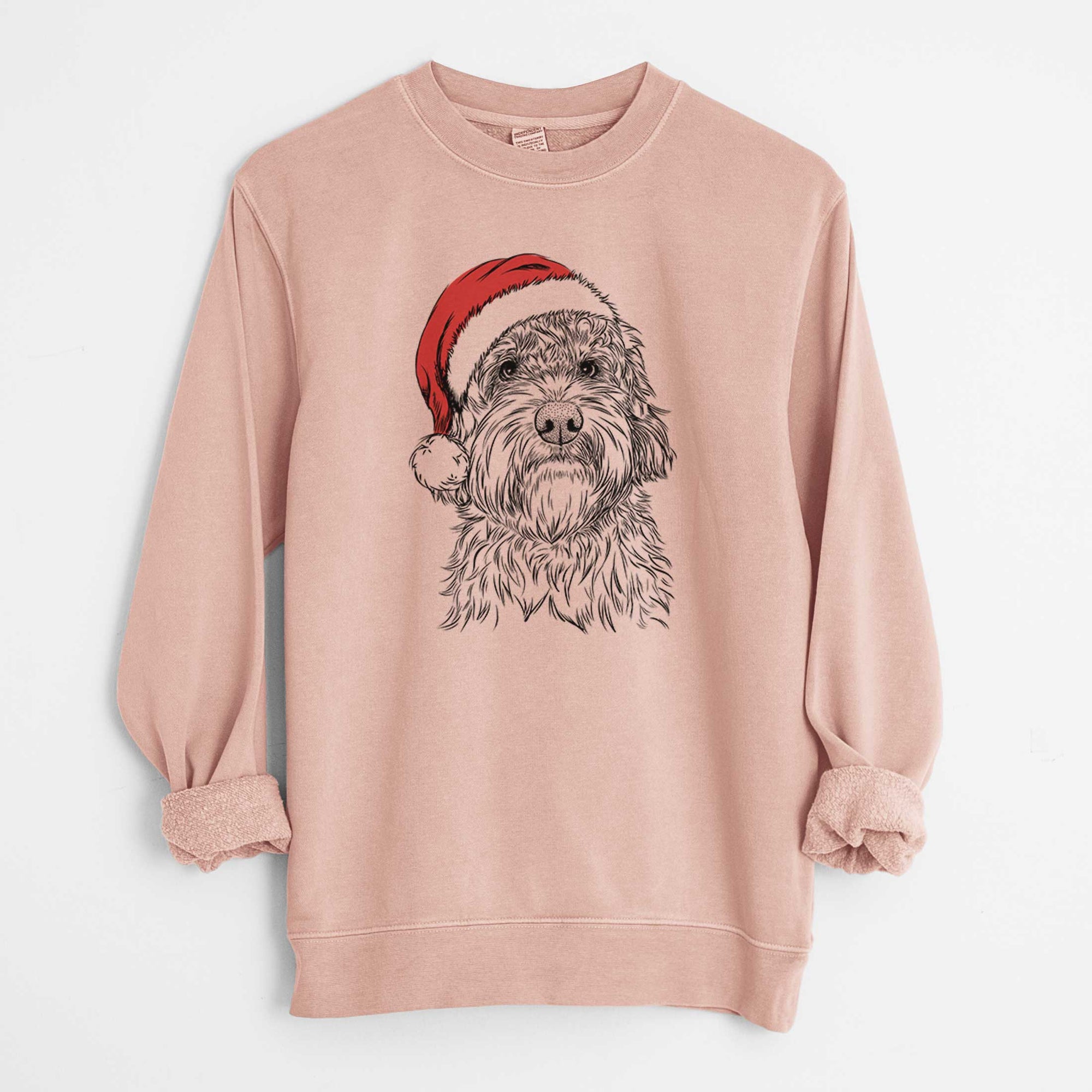 Santa Huckleberry the Australian Labradoodle - Unisex Pigment Dyed Crew Sweatshirt