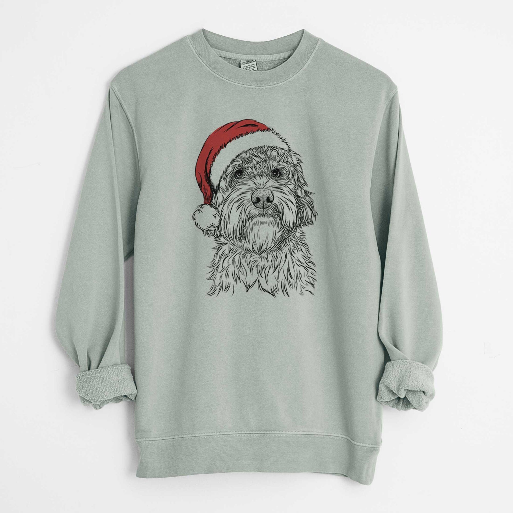 Santa Huckleberry the Australian Labradoodle - Unisex Pigment Dyed Crew Sweatshirt