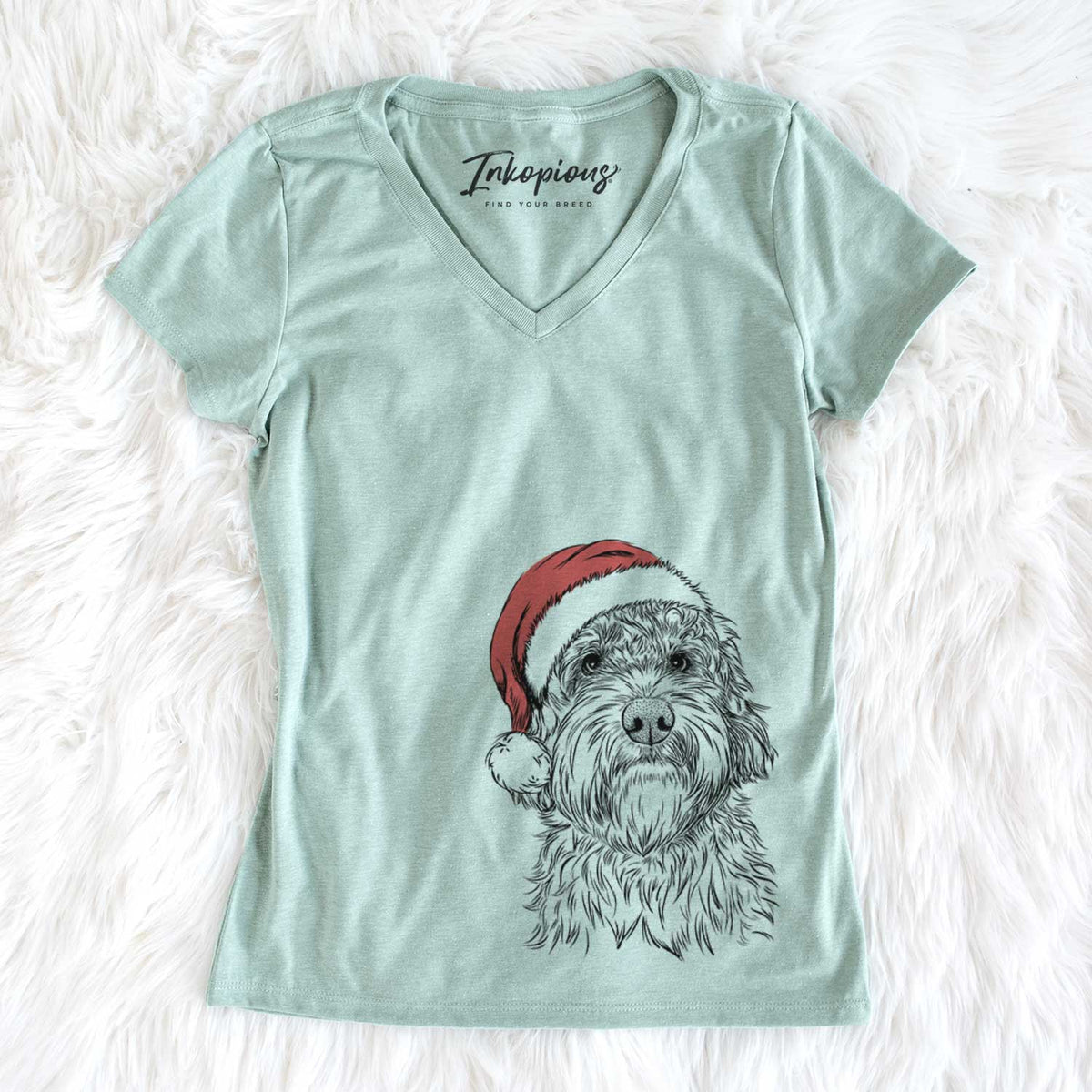 Santa Huckleberry the Australian Labradoodle - Women&#39;s V-neck Shirt