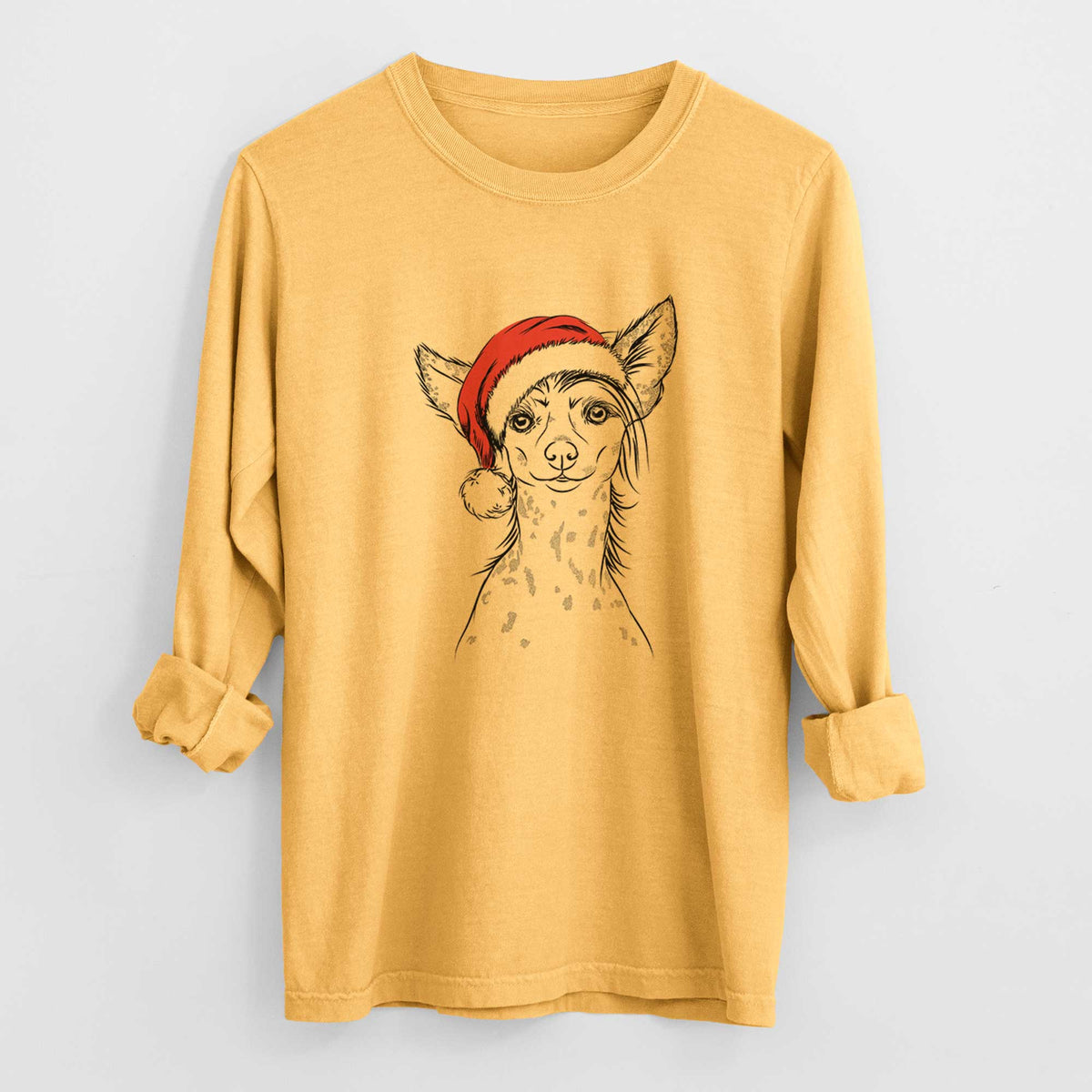 Santa Hudson the Chinese Crested - Heavyweight 100% Cotton Long Sleeve