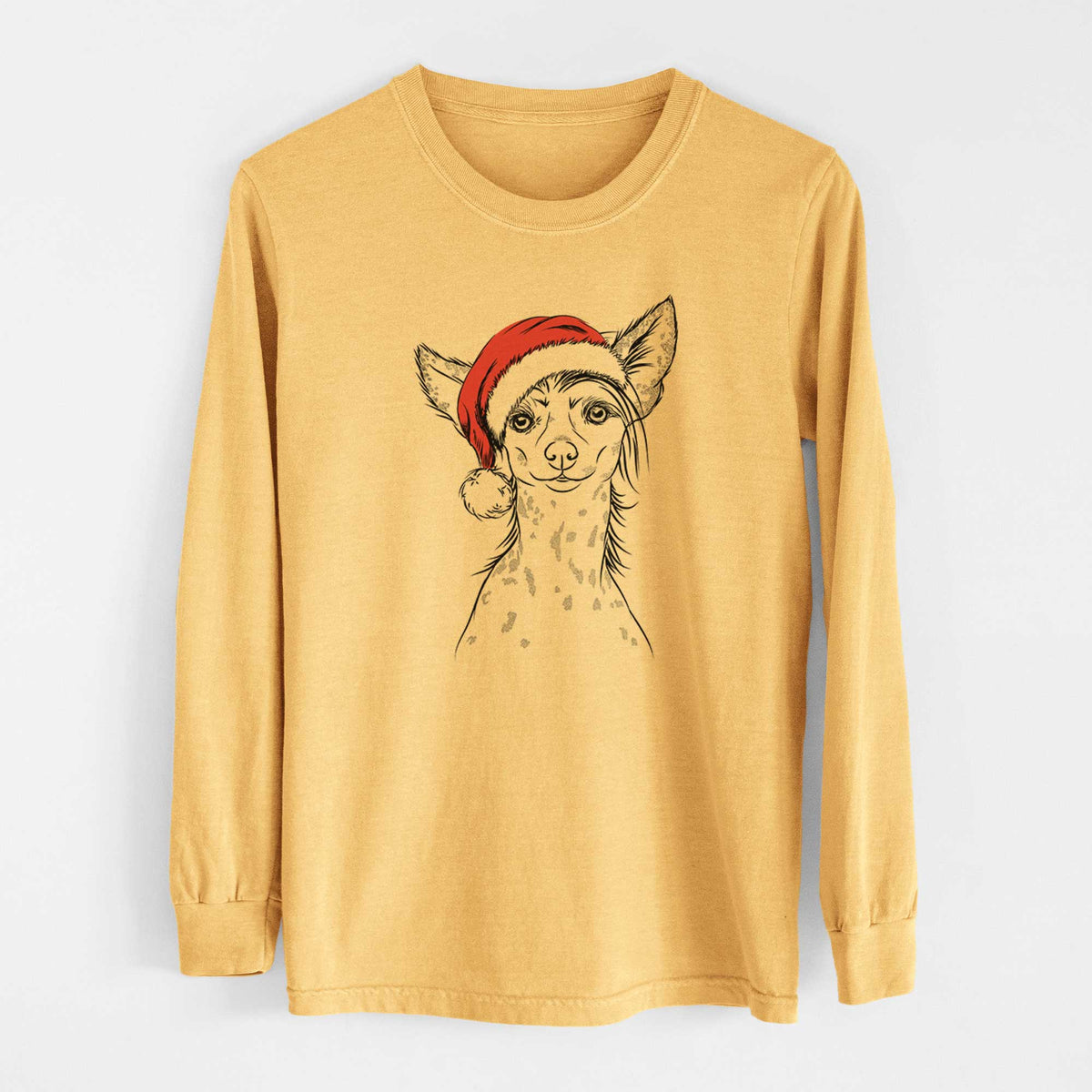 Santa Hudson the Chinese Crested - Heavyweight 100% Cotton Long Sleeve