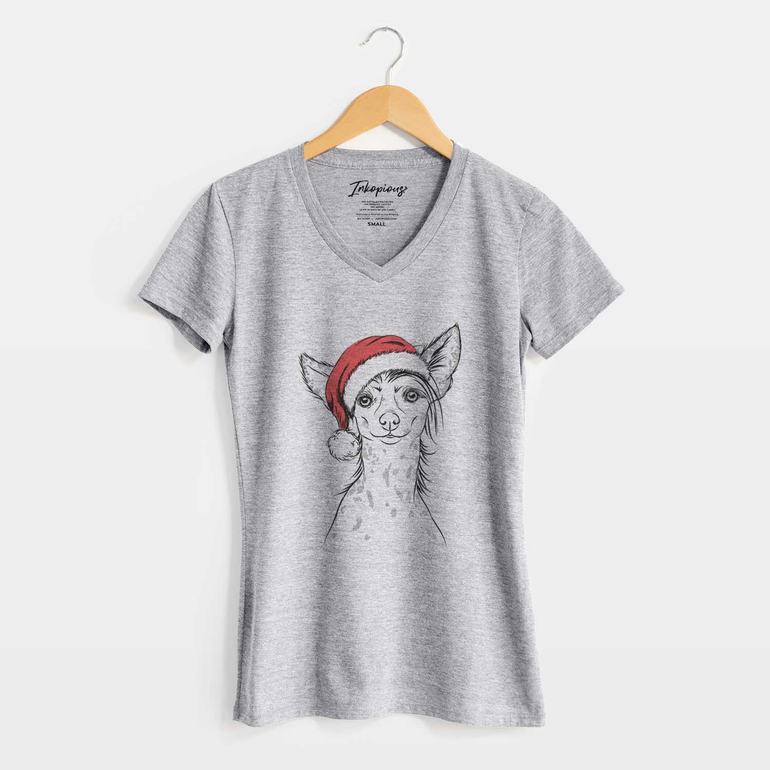 Santa Hudson the Chinese Crested - Women's V-neck Shirt