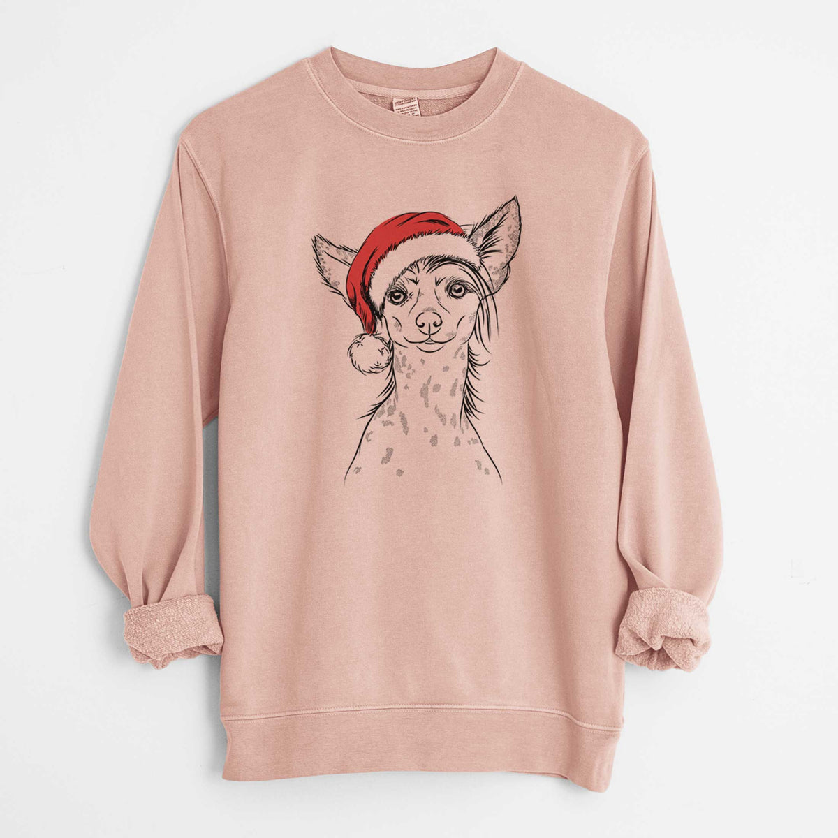 Santa Hudson the Chinese Crested - Unisex Pigment Dyed Crew Sweatshirt