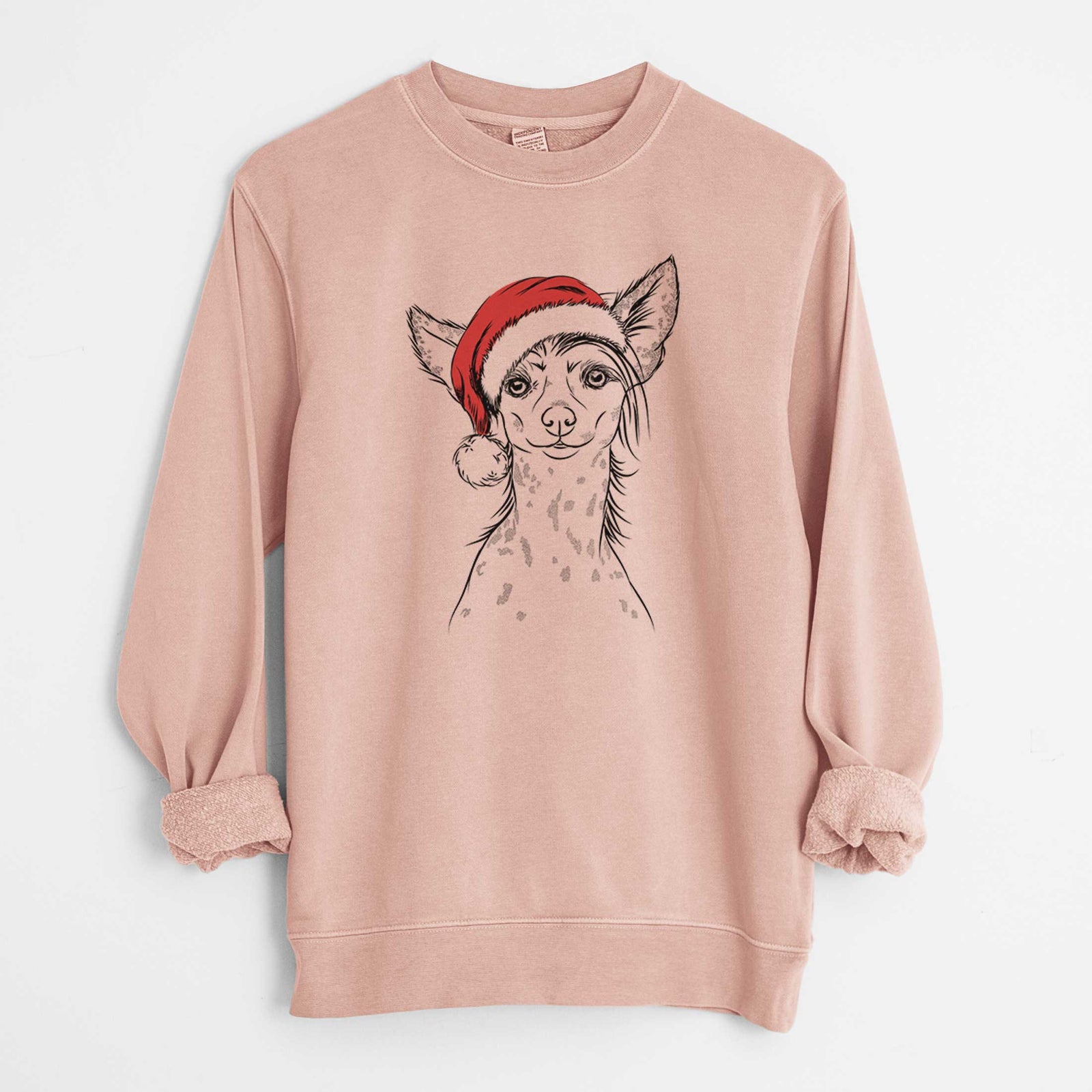 Santa Hudson the Chinese Crested - Unisex Pigment Dyed Crew Sweatshirt