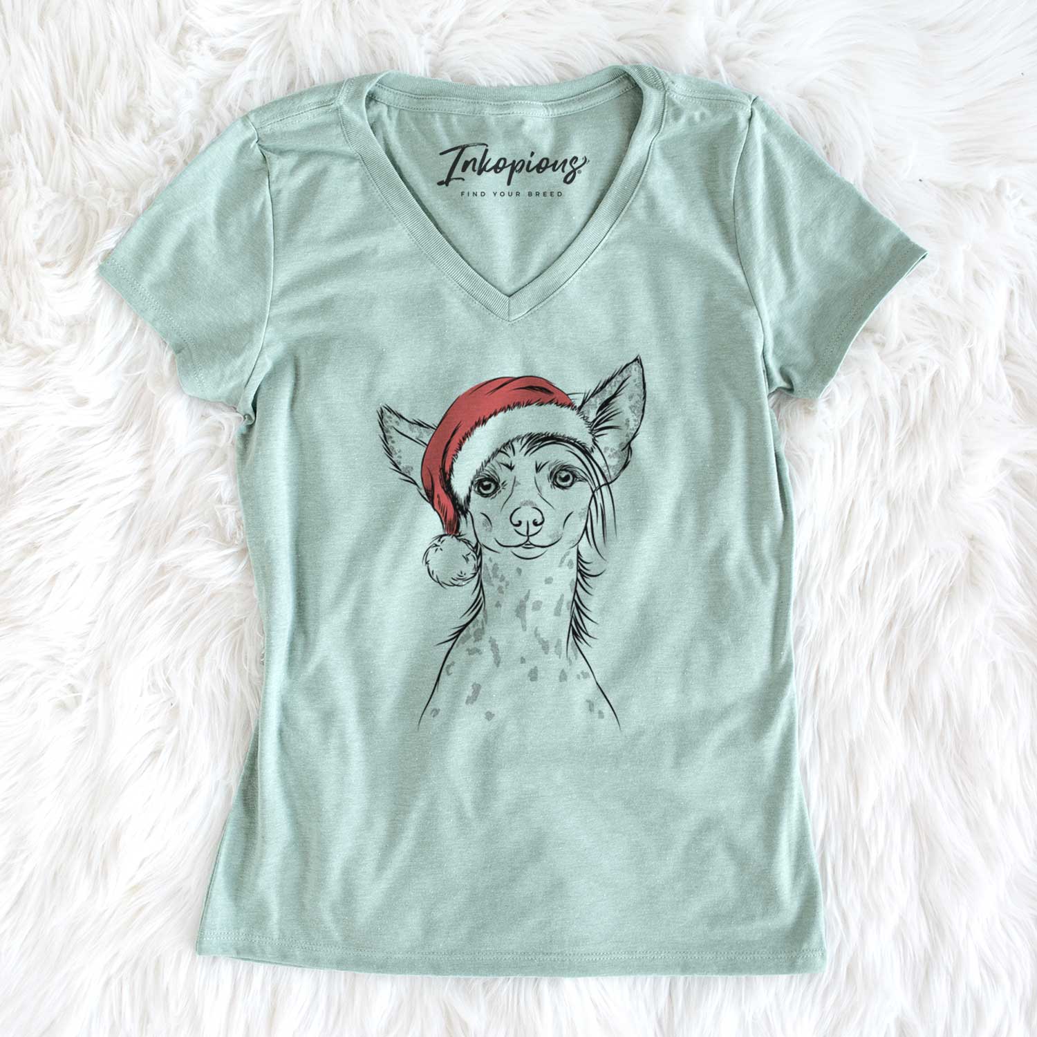 Santa Hudson the Chinese Crested - Women's V-neck Shirt