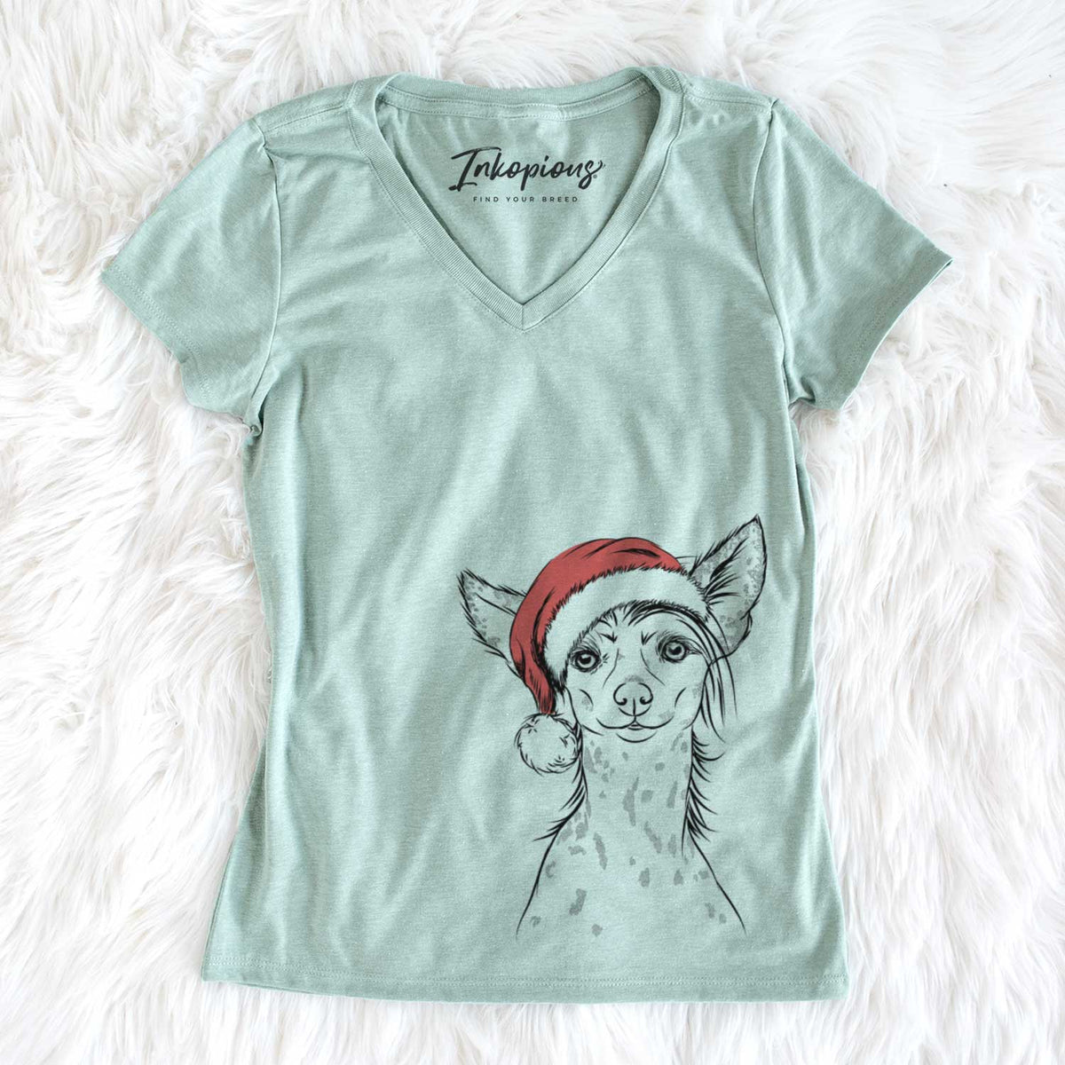 Santa Hudson the Chinese Crested - Women's V-neck Shirt