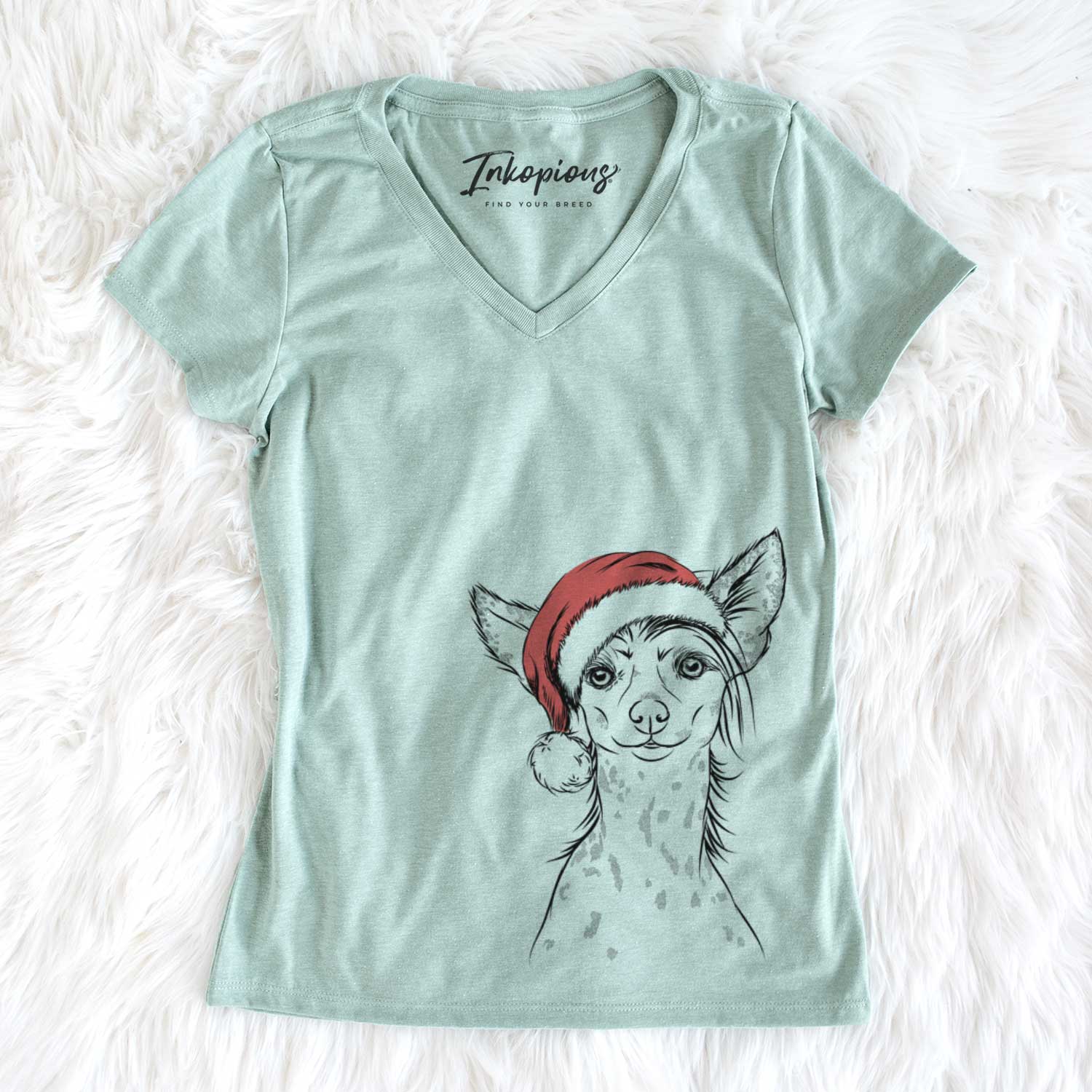 Santa Hudson the Chinese Crested - Women's V-neck Shirt