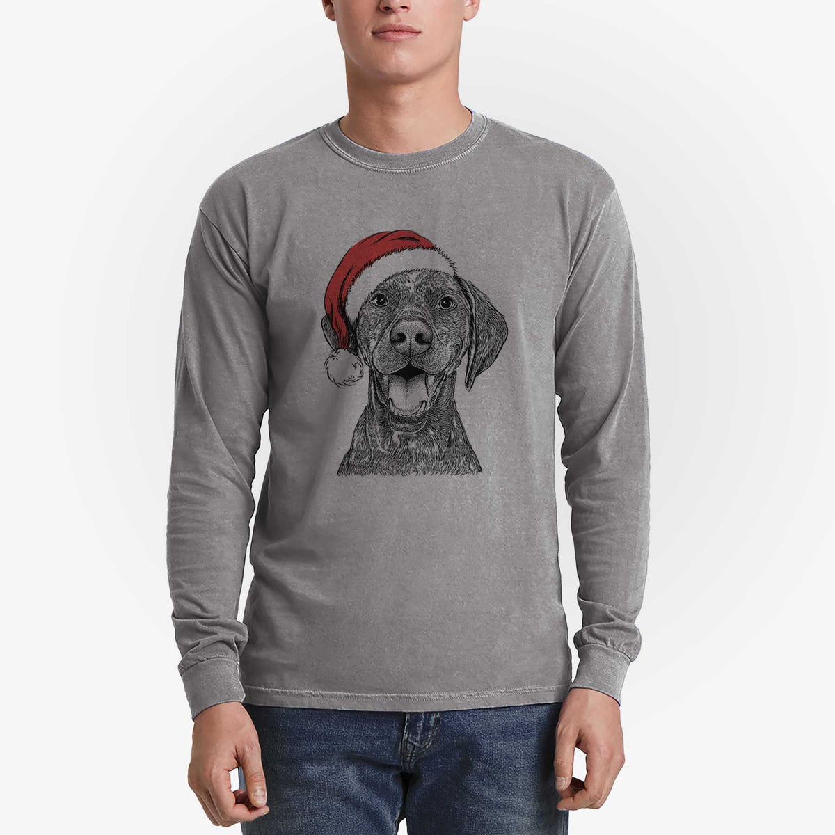 Santa Hudson the German Shorthaired Pointer - Heavyweight 100% Cotton Long Sleeve