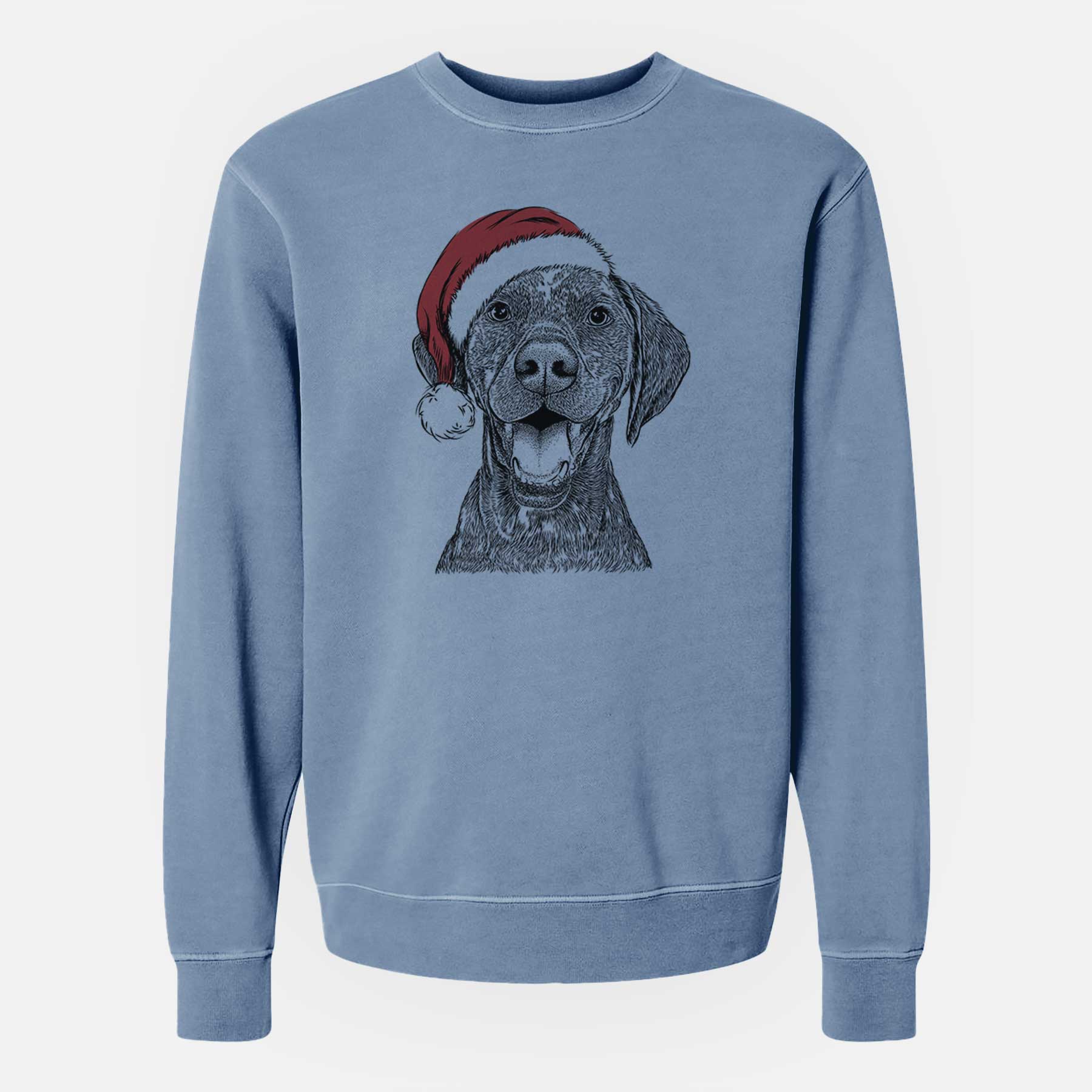 Santa Hudson the German Shorthaired Pointer - Unisex Pigment Dyed Crew Sweatshirt