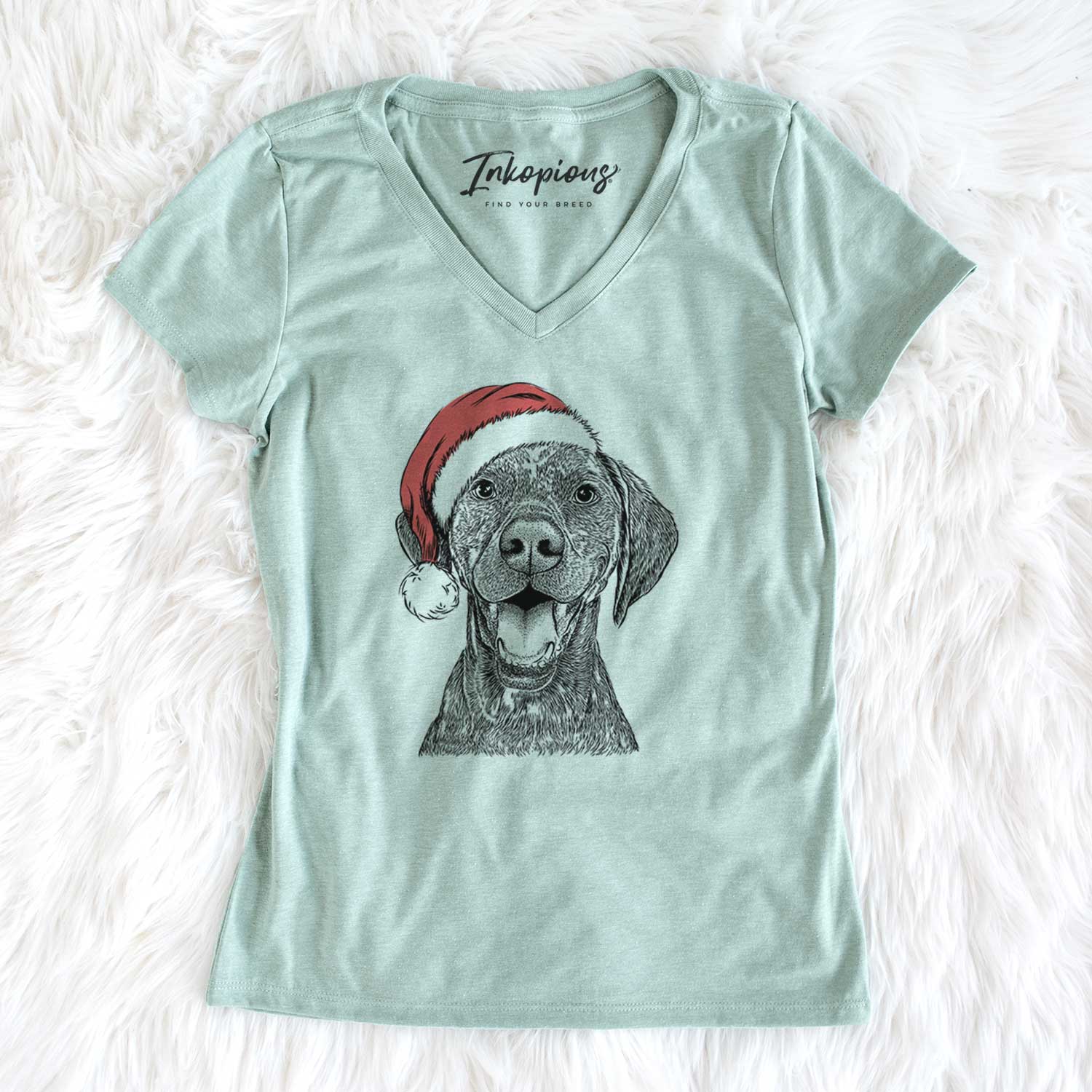 Santa Hudson the German Shorthaired Pointer - Women's V-neck Shirt