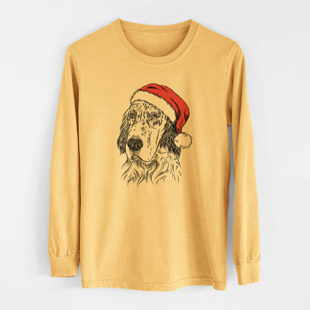 Santa Hutch the English Setter - Heavyweight 100% Cotton Long Sleeve