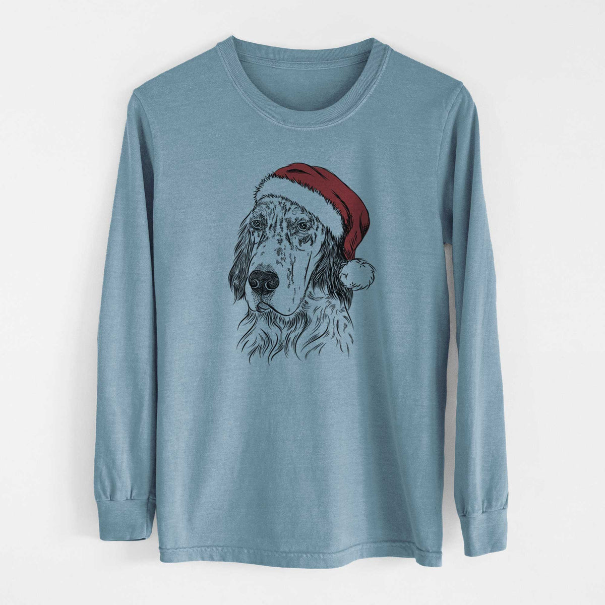Santa Hutch the English Setter - Heavyweight 100% Cotton Long Sleeve