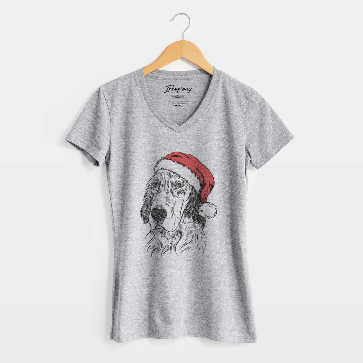 Santa Hutch the English Setter - Women's V-neck Shirt