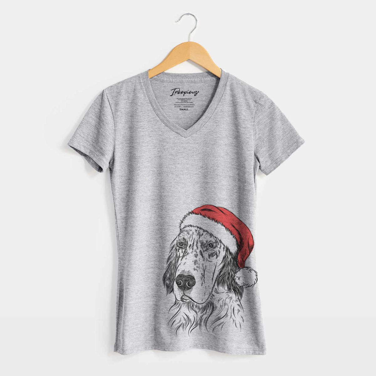 Santa Hutch the English Setter - Women's V-neck Shirt