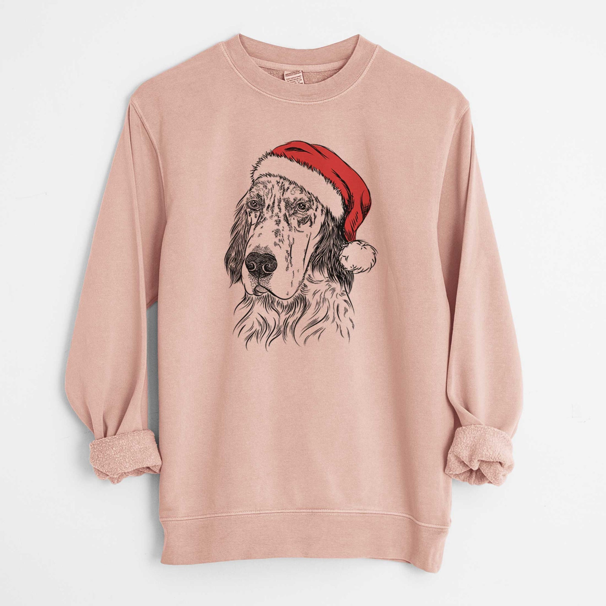 Santa Hutch the English Setter - Unisex Pigment Dyed Crew Sweatshirt