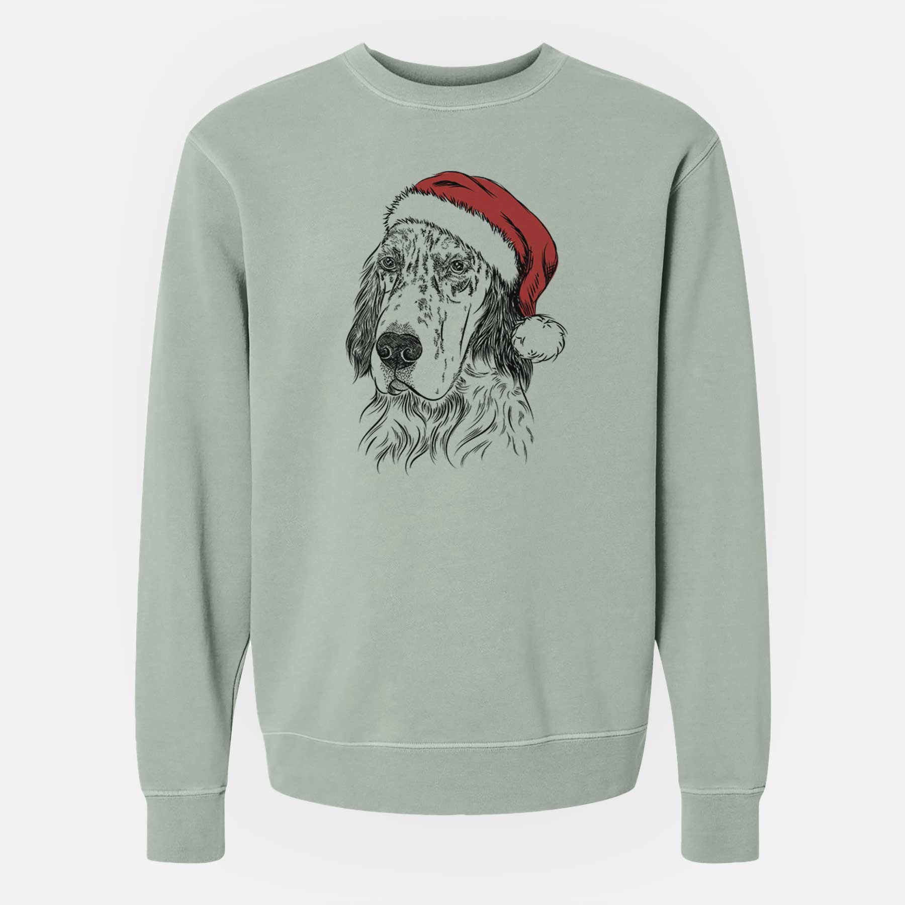 Santa Hutch the English Setter - Unisex Pigment Dyed Crew Sweatshirt