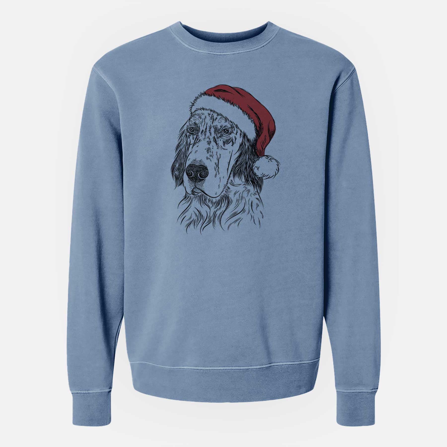 Santa Hutch the English Setter - Unisex Pigment Dyed Crew Sweatshirt