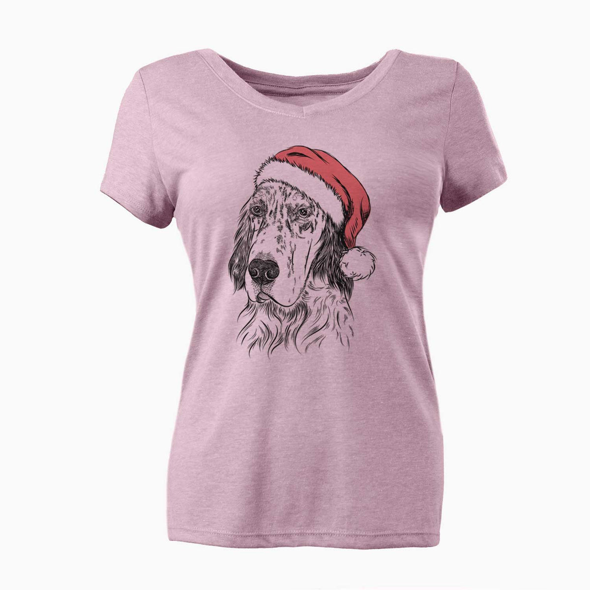 Santa Hutch the English Setter - Women's V-neck Shirt