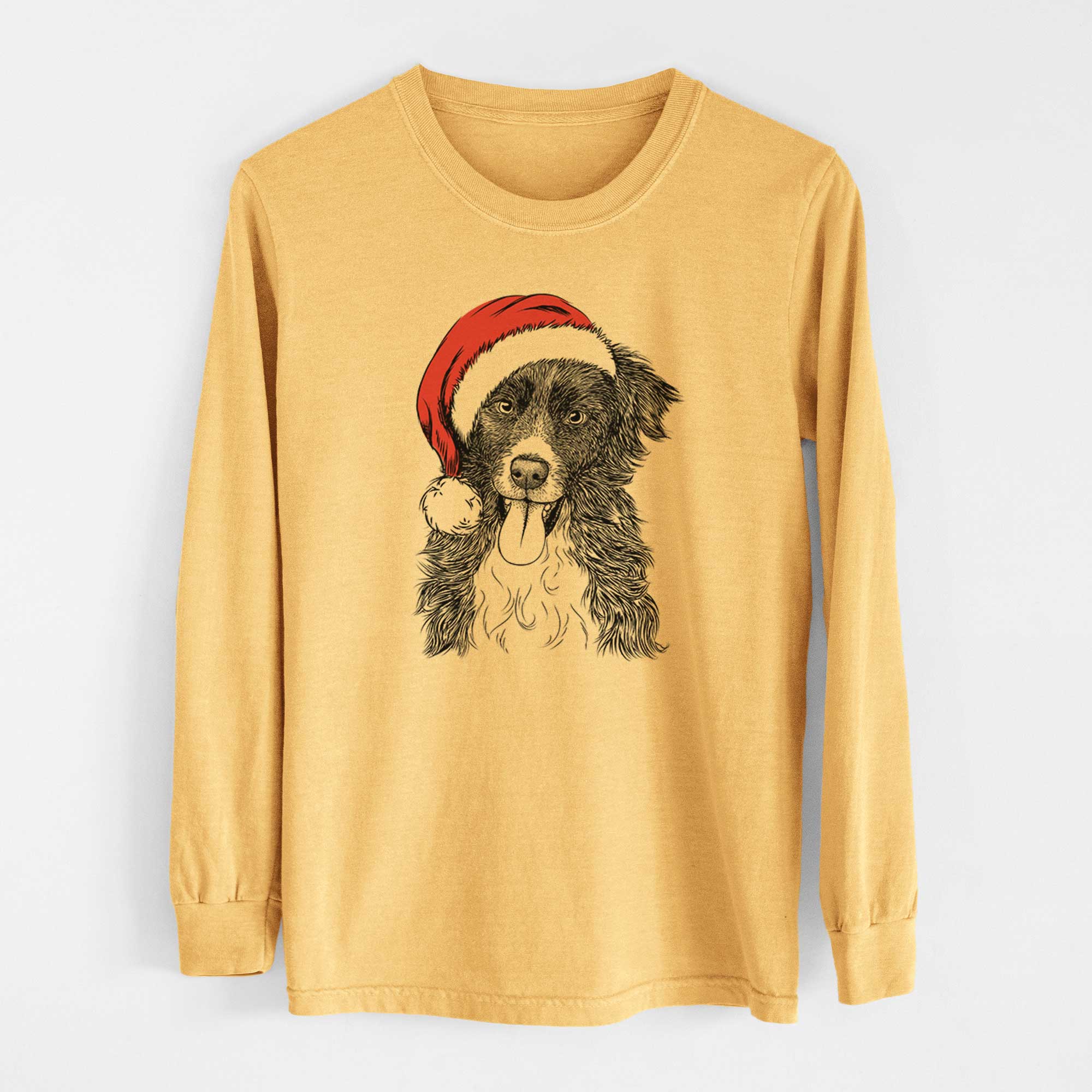 Santa Indi the Border Collie - Heavyweight 100% Cotton Long Sleeve