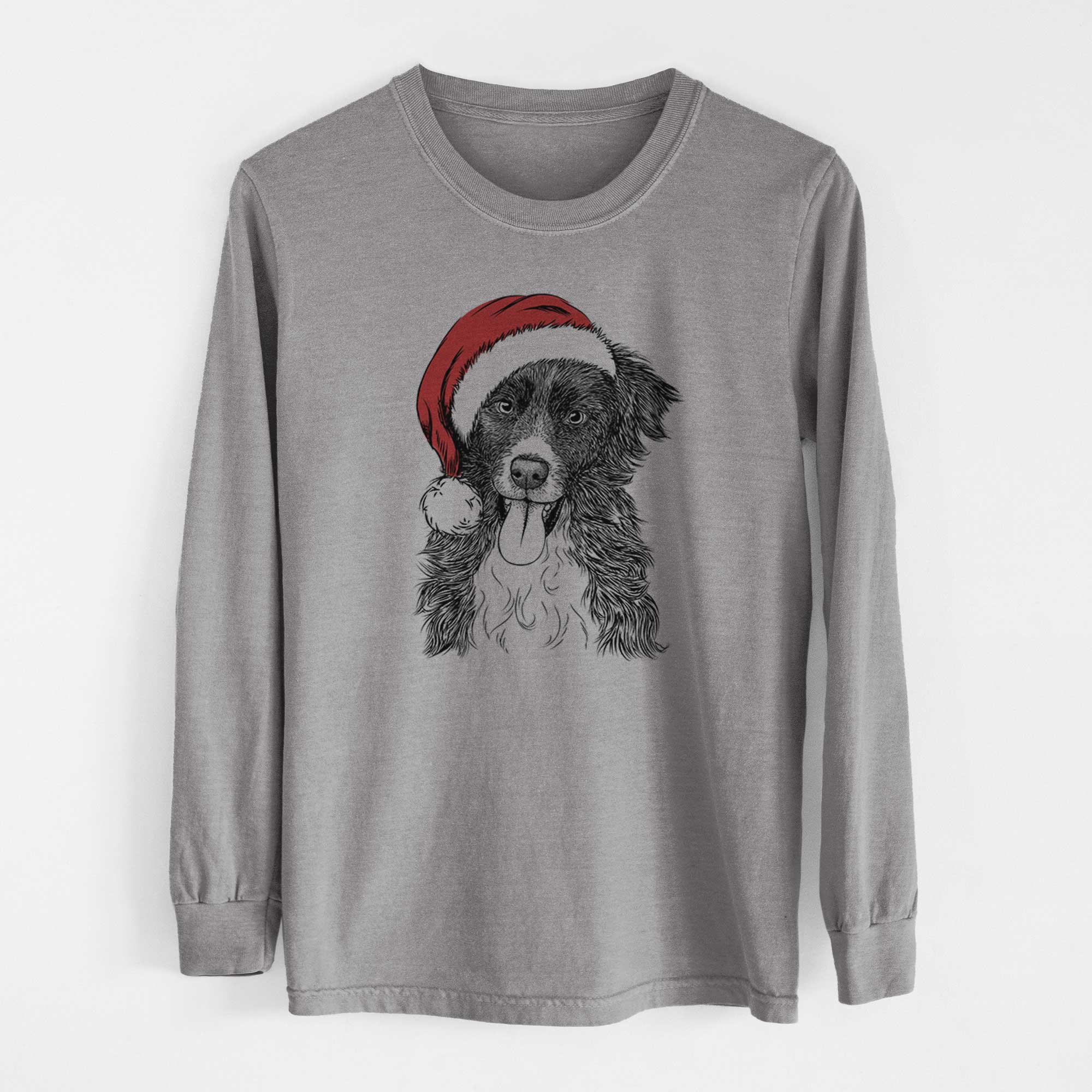 Santa Indi the Border Collie - Heavyweight 100% Cotton Long Sleeve