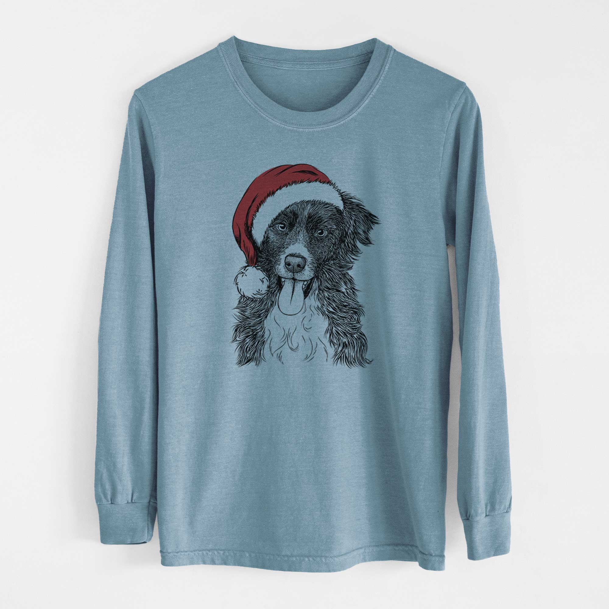 Santa Indi the Border Collie - Heavyweight 100% Cotton Long Sleeve