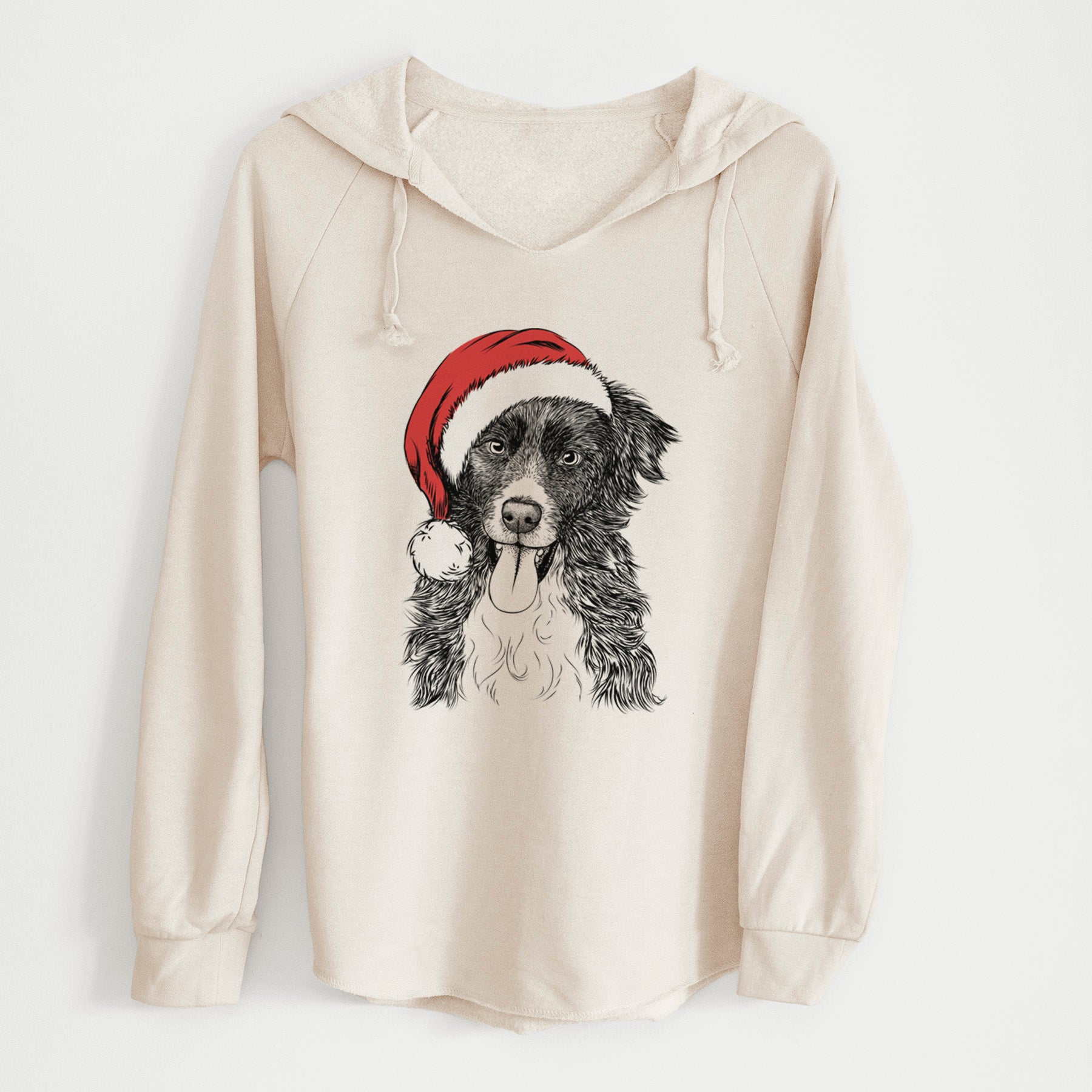 Santa Indi the Border Collie - Cali Wave Hooded Sweatshirt
