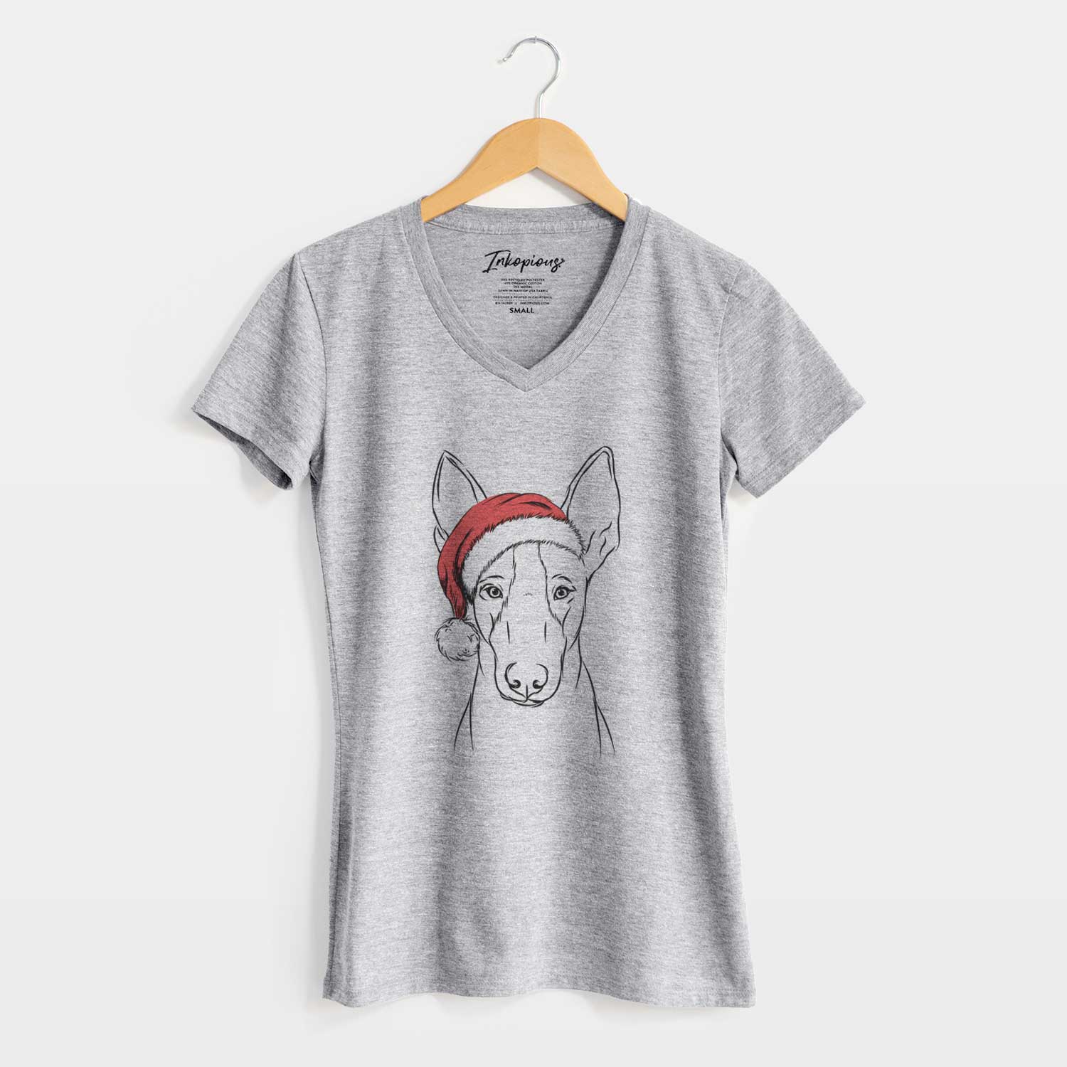 Santa Indy the Ibizan Hound - Women's V-neck Shirt