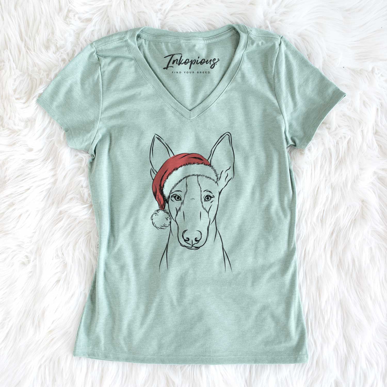 Santa Indy the Ibizan Hound - Women's V-neck Shirt