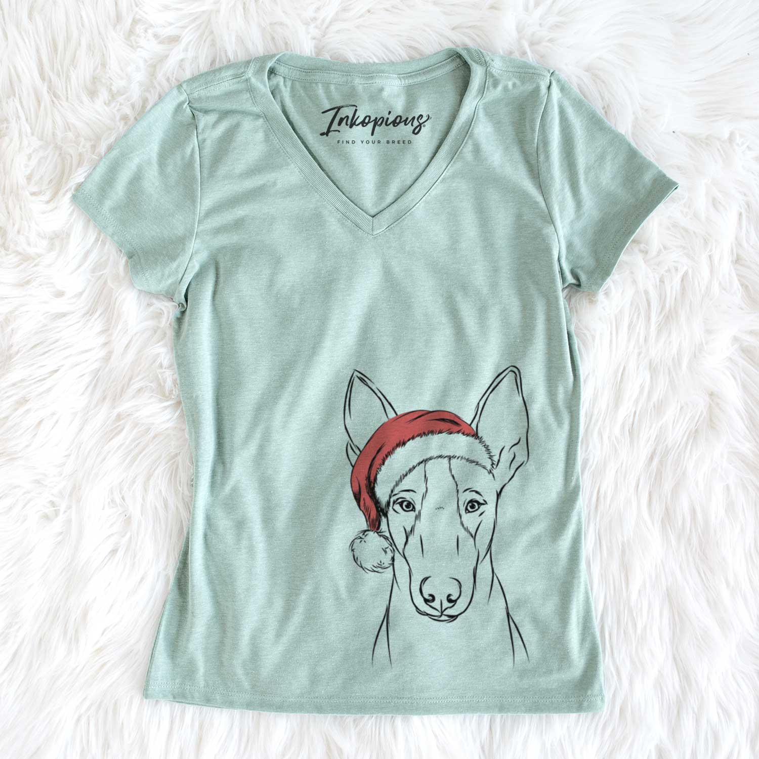 Santa Indy the Ibizan Hound - Women's V-neck Shirt