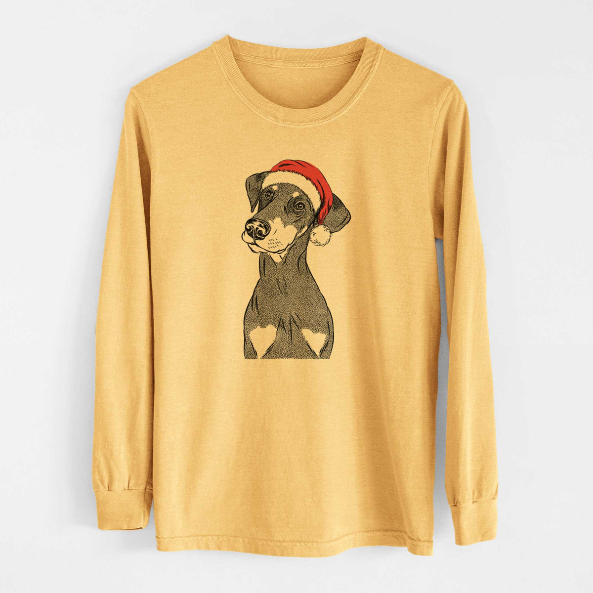 Santa Iroh the Doberman Pinscher - Heavyweight 100% Cotton Long Sleeve