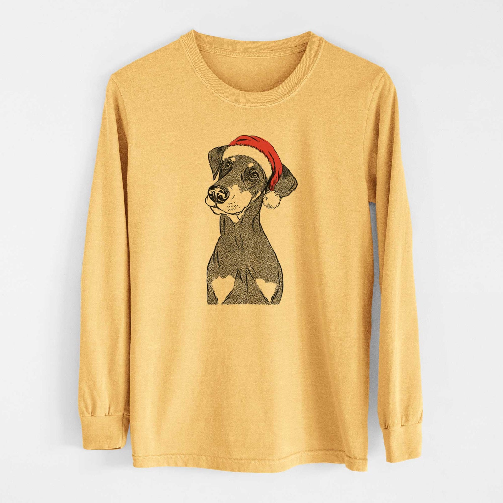 Santa Iroh the Doberman Pinscher - Heavyweight 100% Cotton Long Sleeve