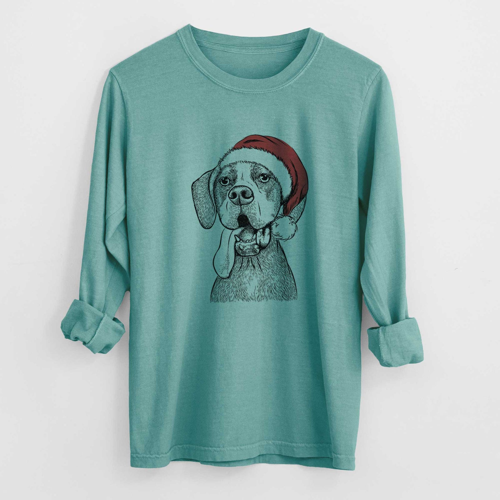 Santa Irwin the English Pointer - Heavyweight 100% Cotton Long Sleeve