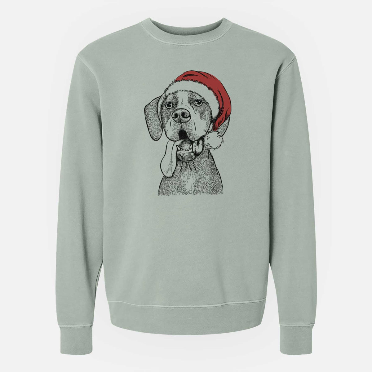 Santa Irwin the English Pointer - Unisex Pigment Dyed Crew Sweatshirt